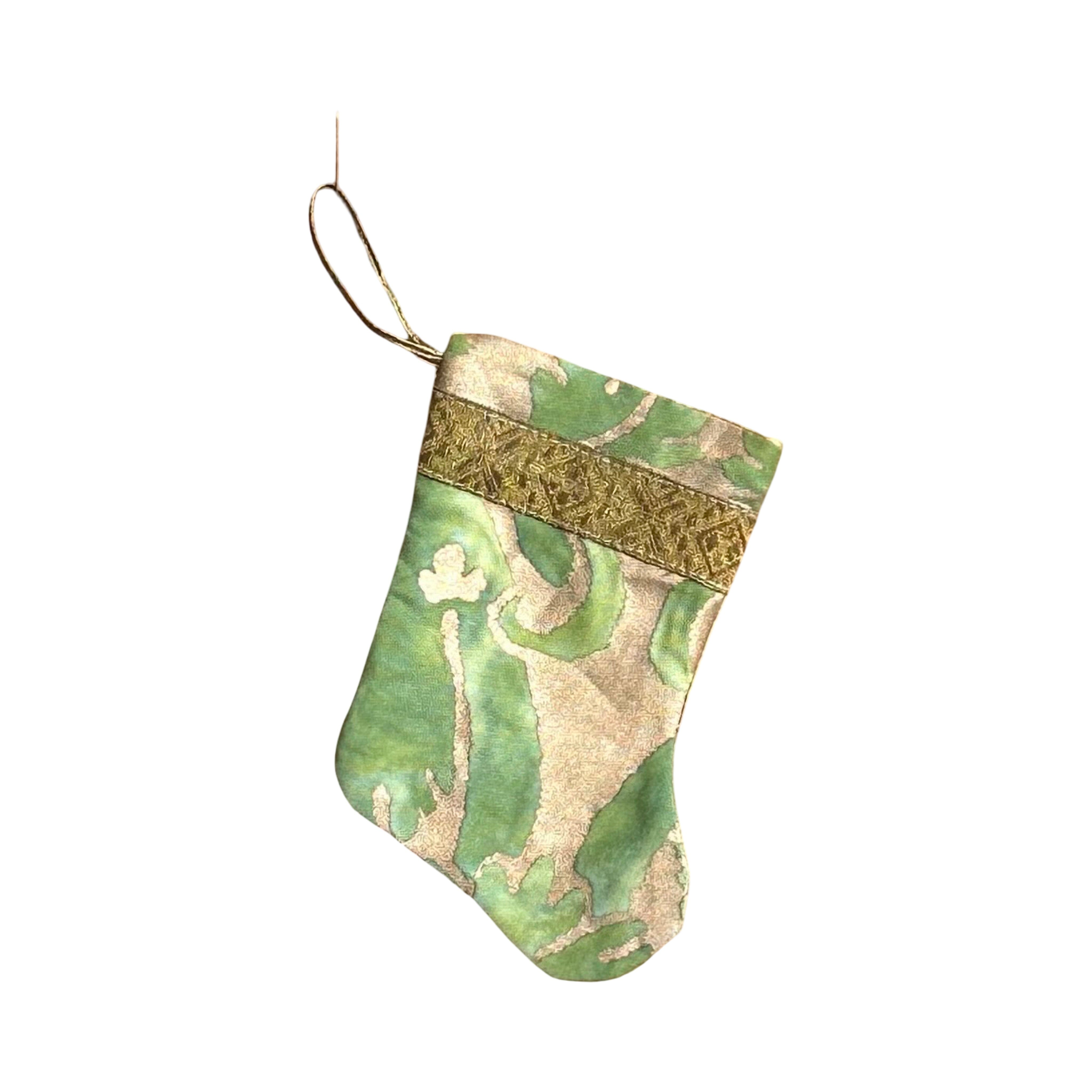 Handmade Mini Stocking from Antique and Vintage Textiles Ornament B. Viz Design B 