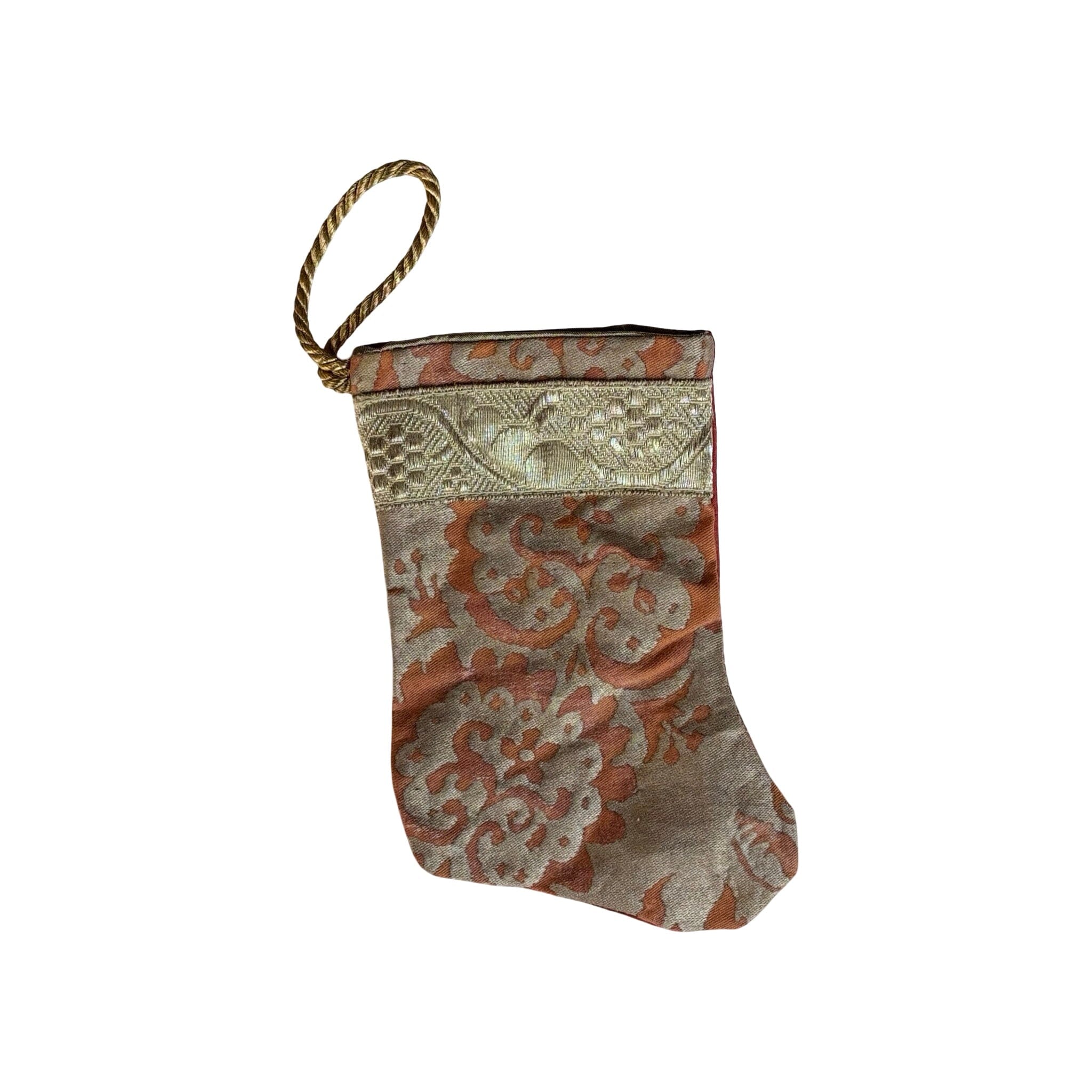 Handmade Mini Stocking from Antique and Vintage Textiles - Ornament B. Viz Design B 