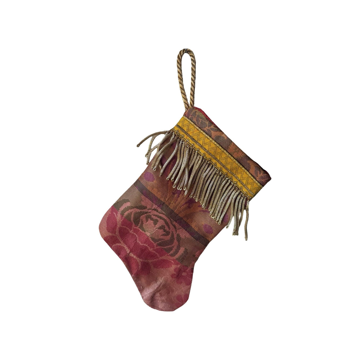 Handmade Mini Stocking from Antique and Vintage Textiles Ornament B. Viz Design B 