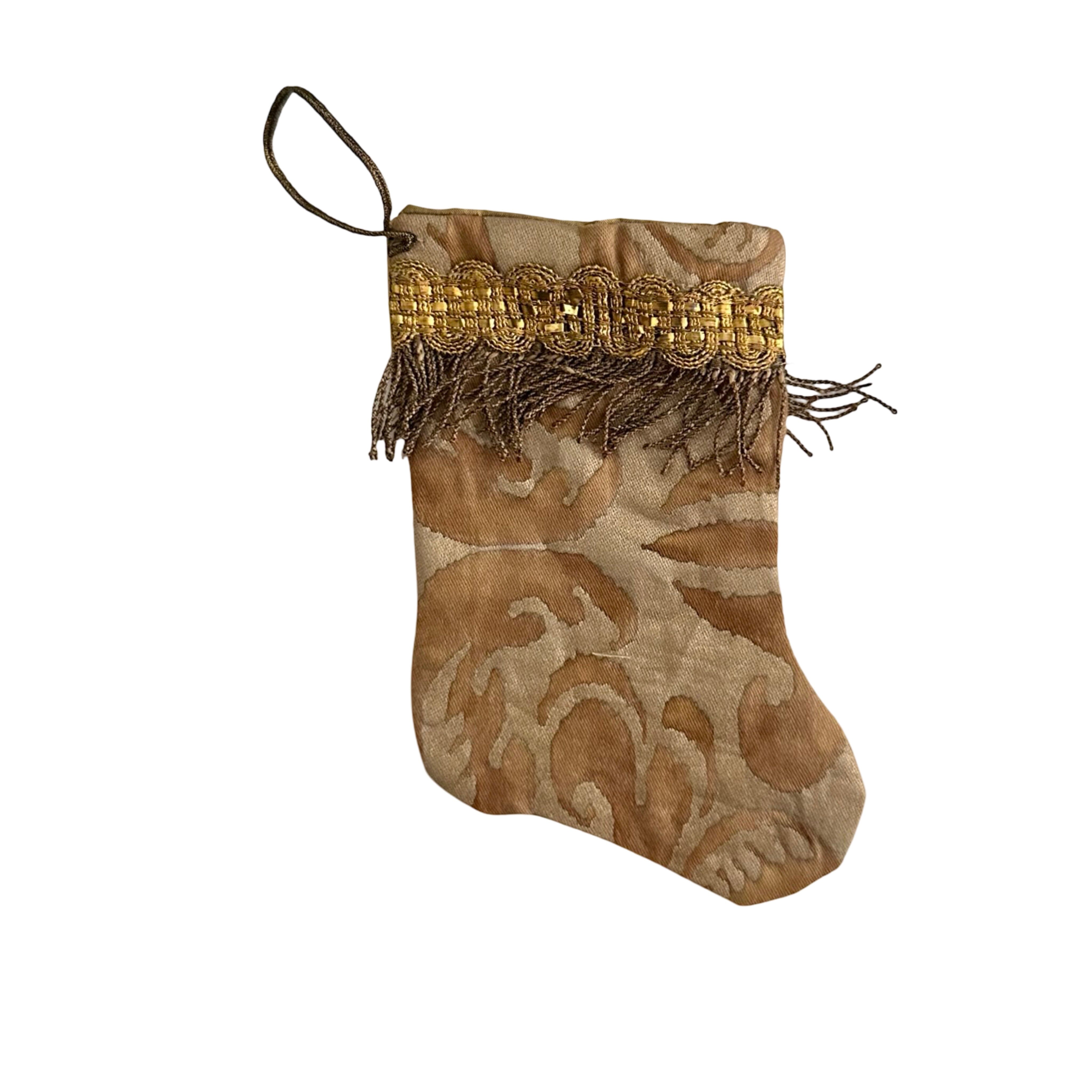 Handmade Mini Stocking from Antique and Vintage Textiles Ornament B. Viz Design B 