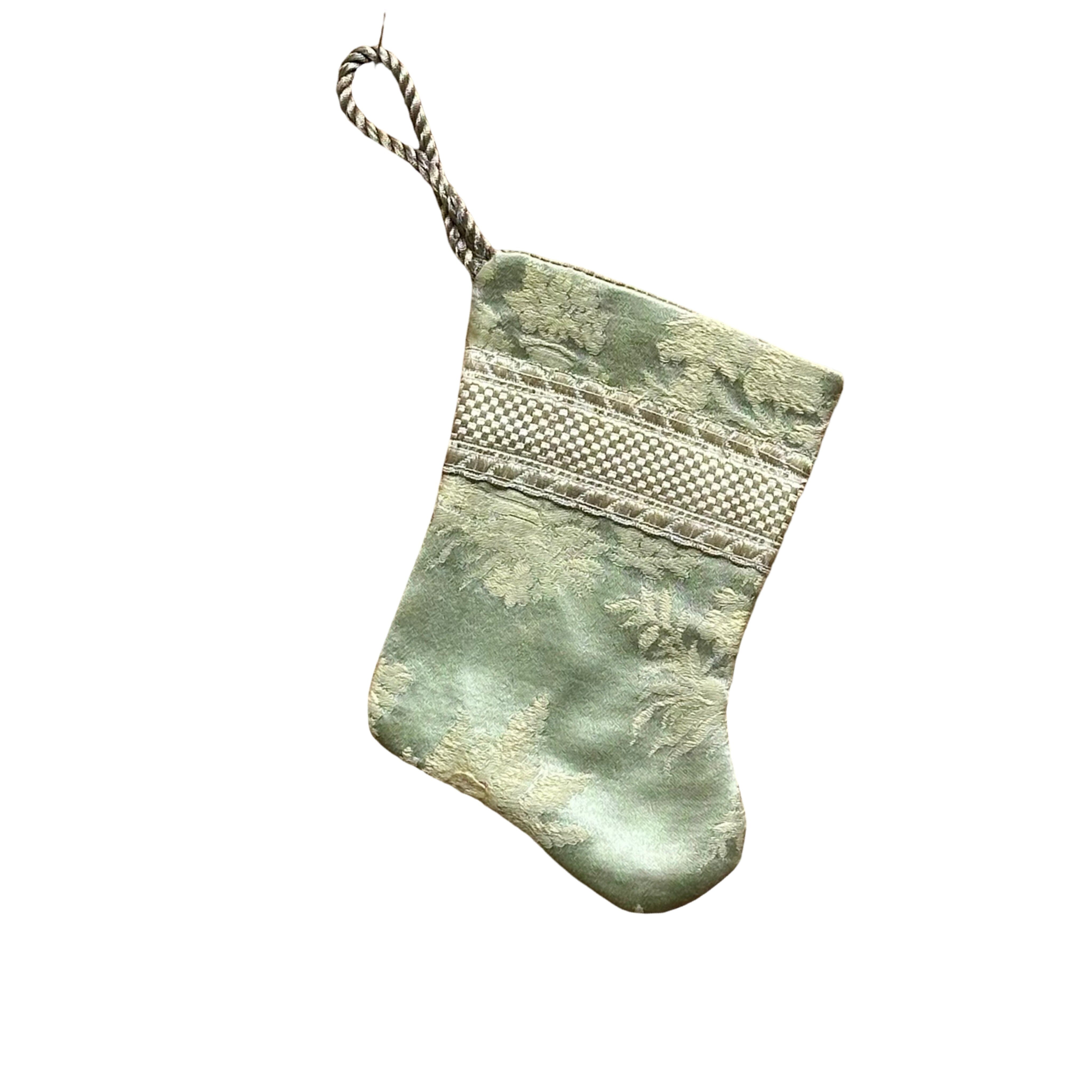 Handmade Mini Stocking from Antique and Vintage Textiles Ornament B. Viz Design C 