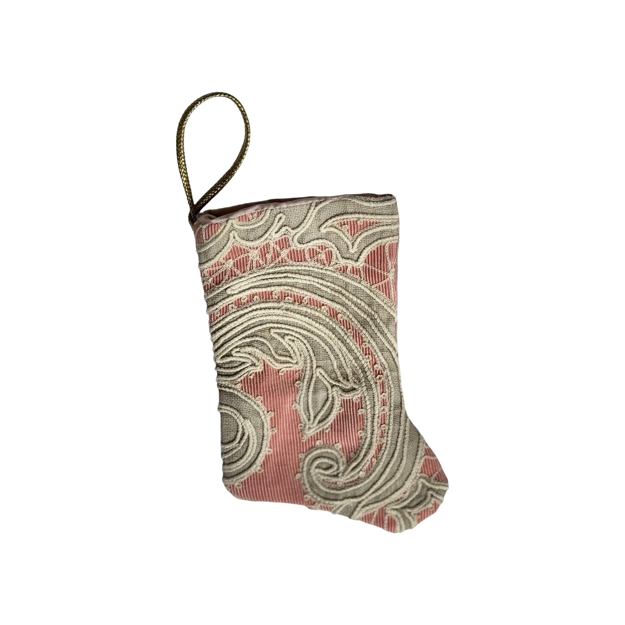 Handmade Mini Stocking from Antique and Vintage Textiles - Ornament B. Viz Design C 