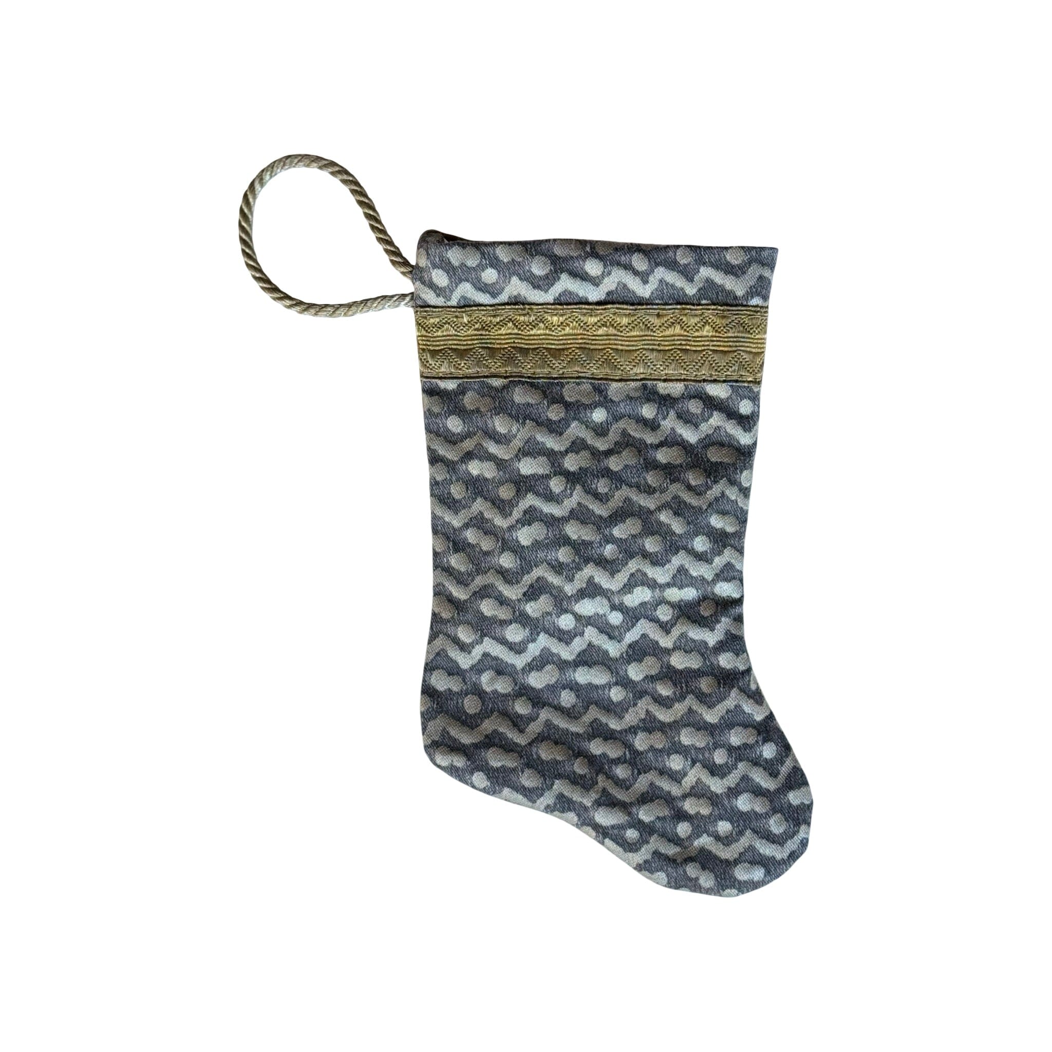 Handmade Mini Stocking from Antique and Vintage Textiles - Ornament B. Viz Design C 