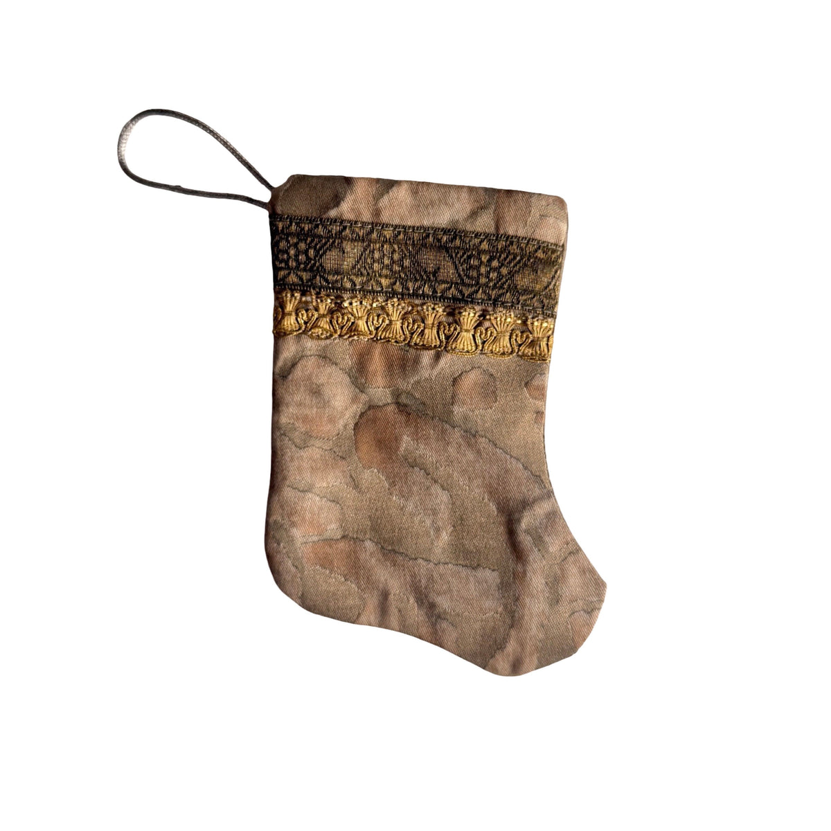 Handmade Mini Stocking from Antique and Vintage Textiles Ornament B. Viz Design C 