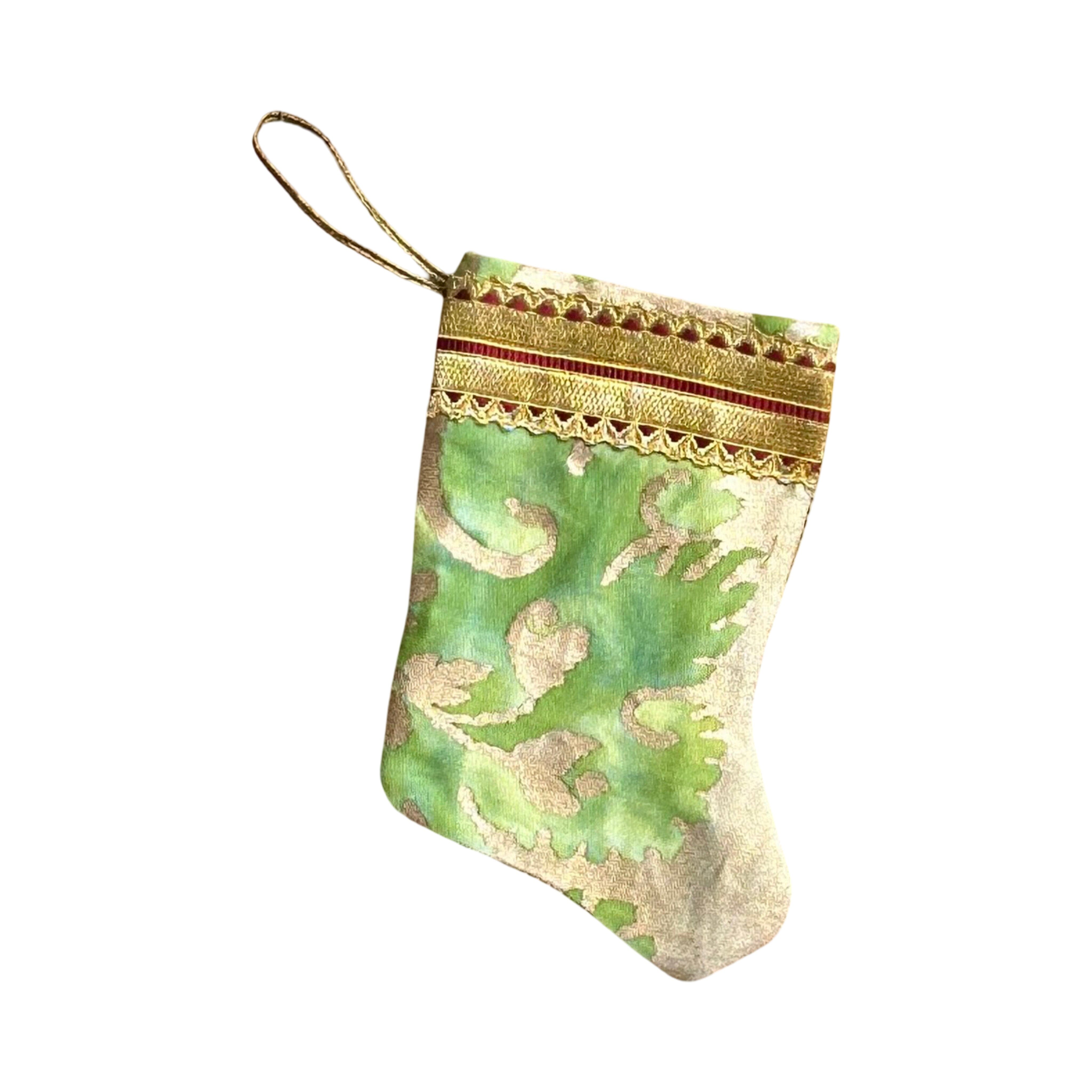 Handmade Mini Stocking from Antique and Vintage Textiles Ornament B. Viz Design C 