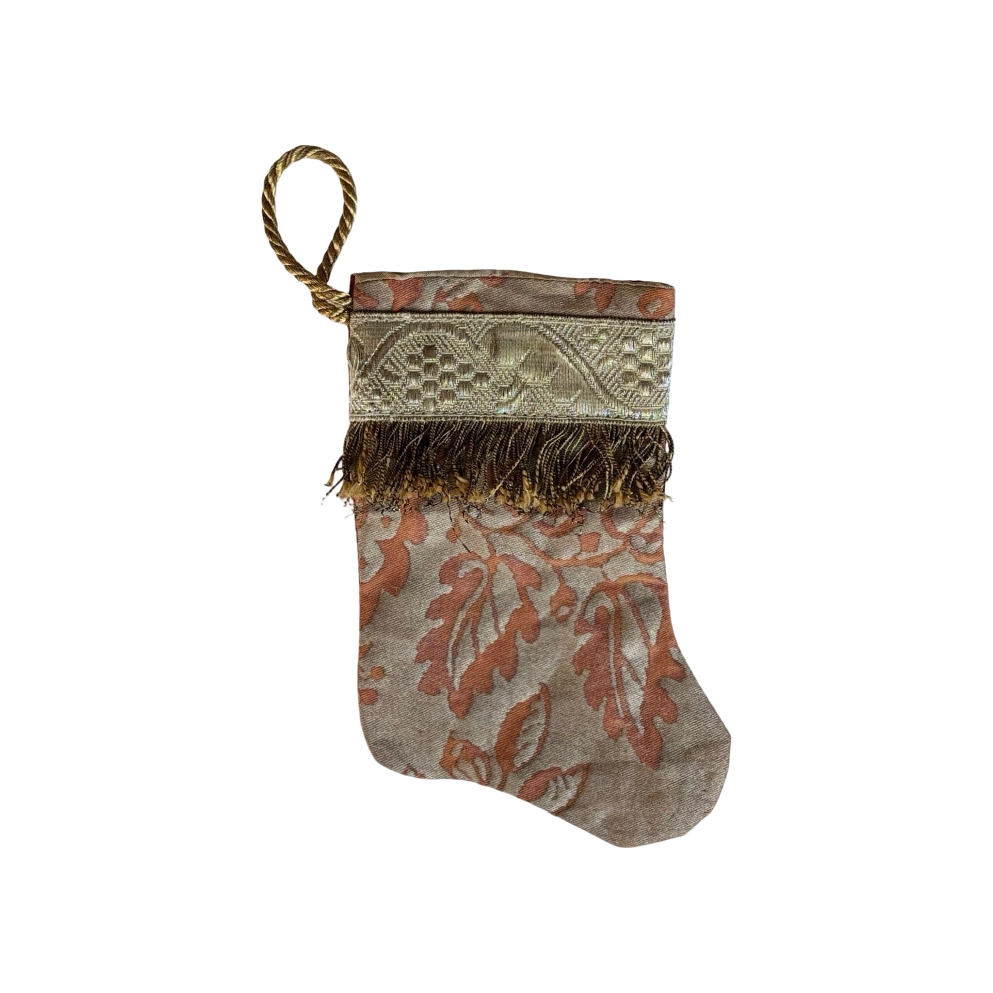 Handmade Mini Stocking from Antique and Vintage Textiles - Ornament B. Viz Design C 