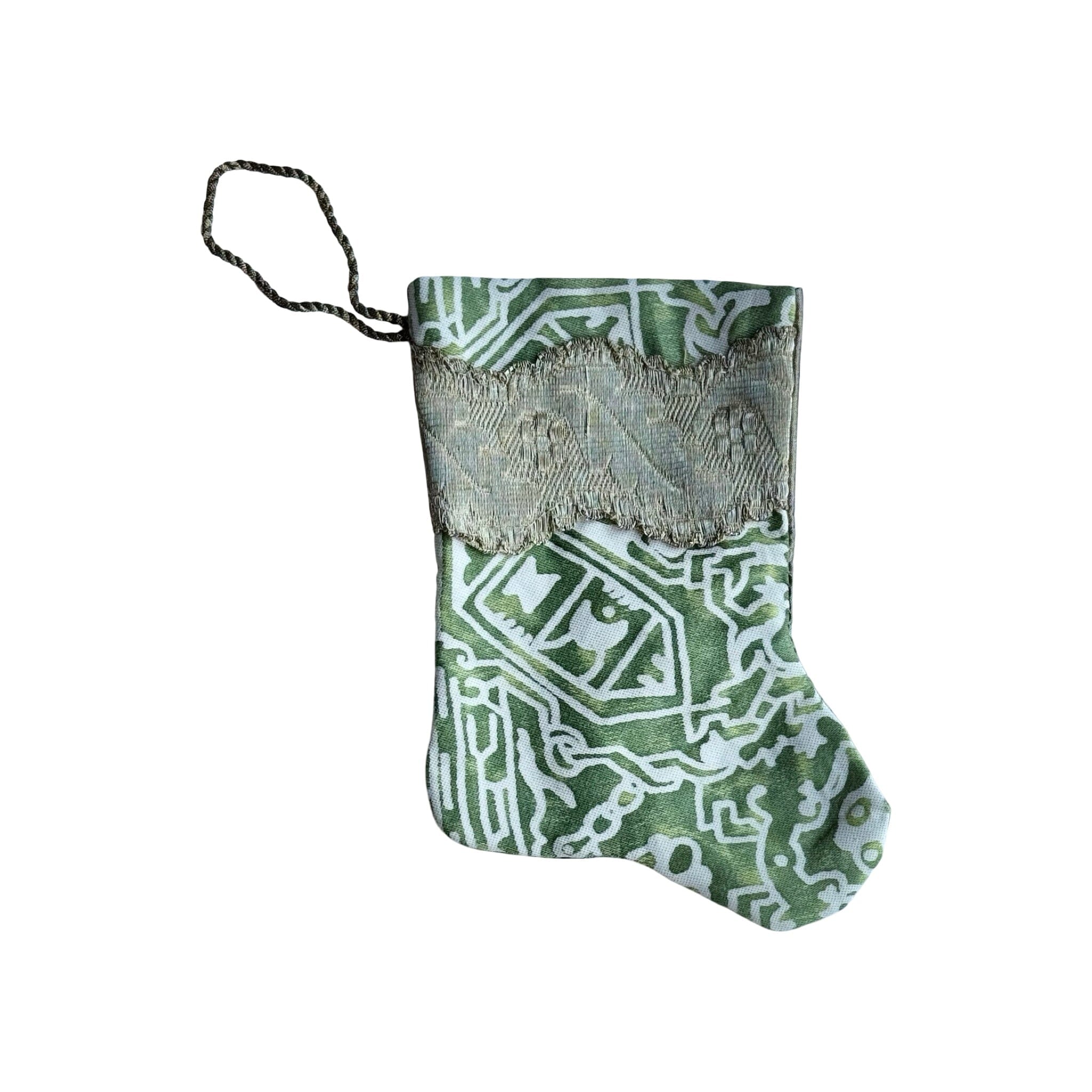 Handmade Mini Stocking from Antique and Vintage Textiles - Ornament B. Viz Design C 