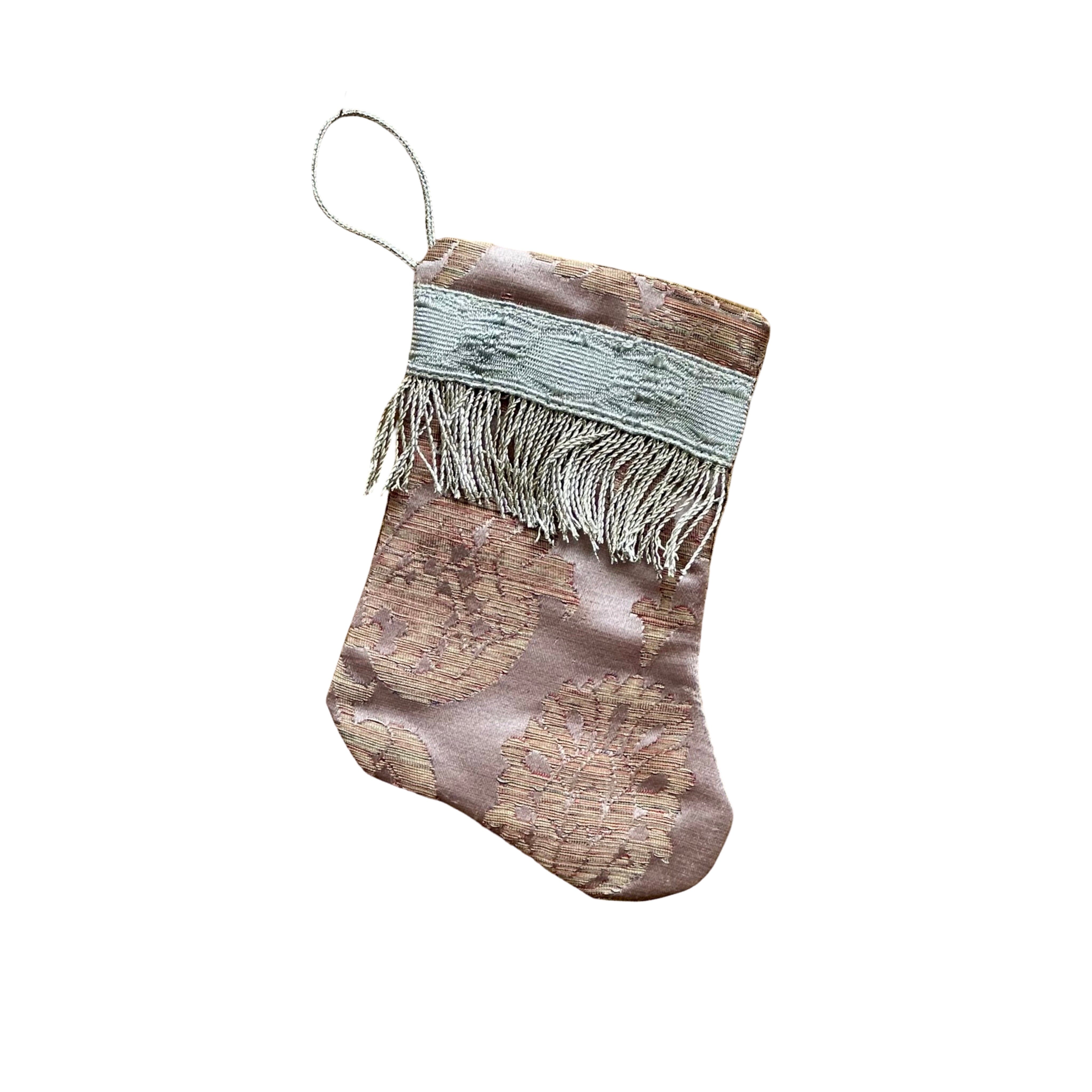 Handmade Mini Stocking from Antique and Vintage Textiles Ornament B. Viz Design C 