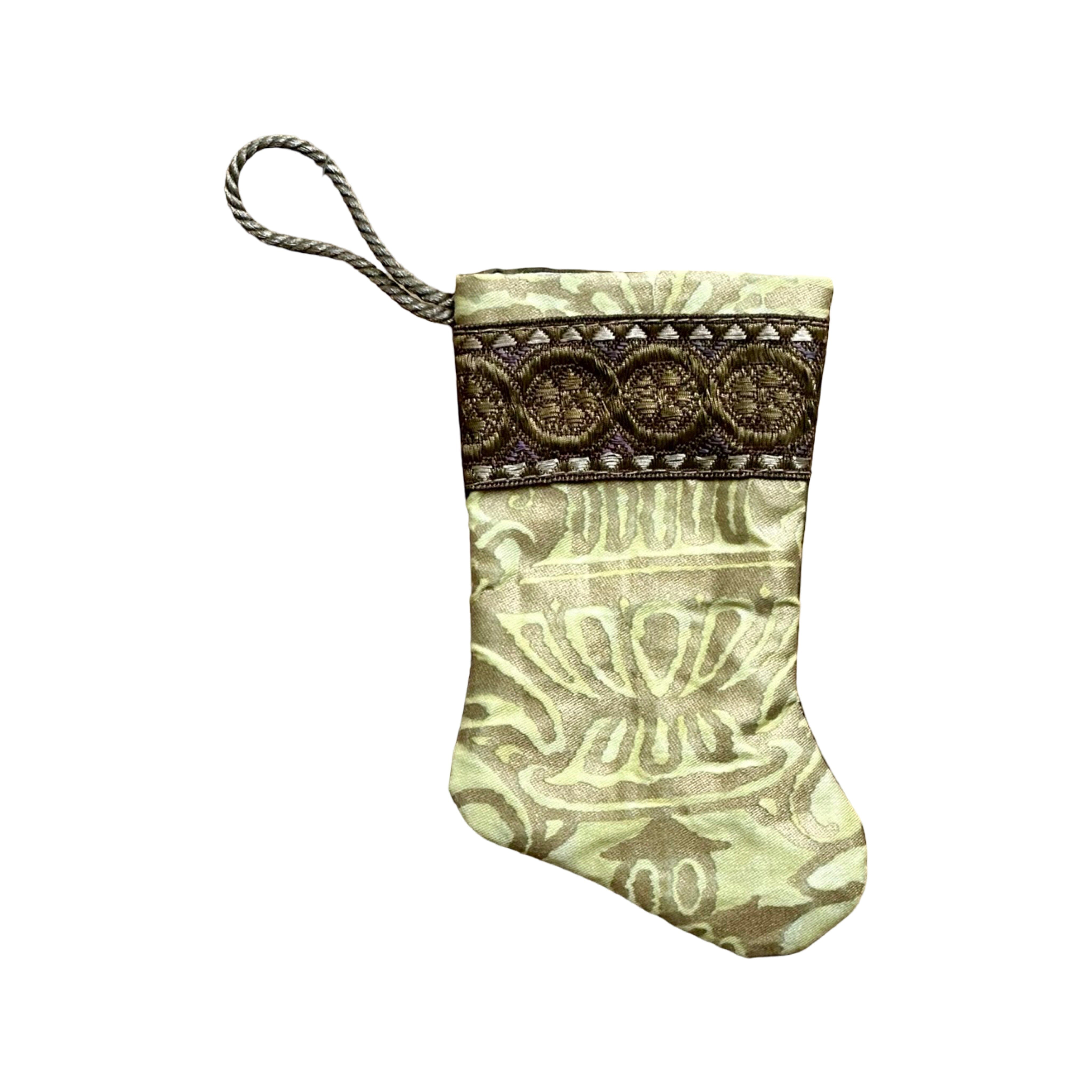 Handmade Mini Stocking from Antique and Vintage Textiles Ornament B. Viz Design C 