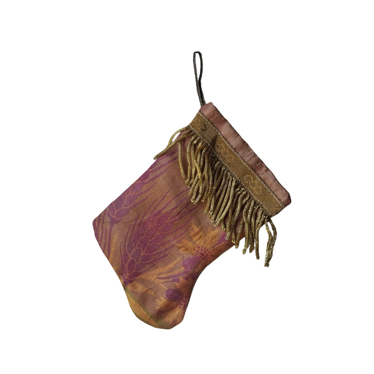 Handmade Mini Stocking from Antique and Vintage Textiles Ornament B. Viz Design C 