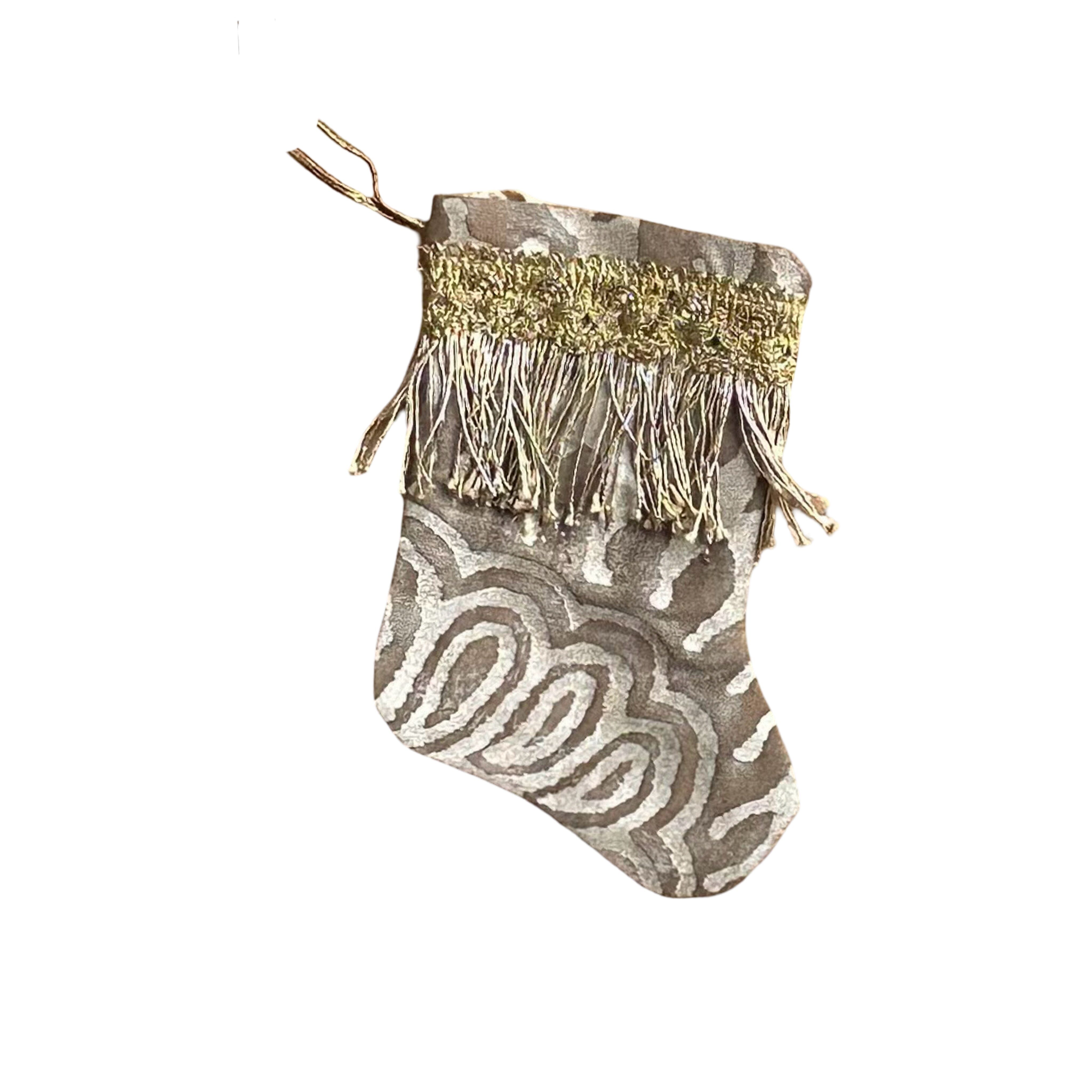 Handmade Mini Stocking from Antique and Vintage Textiles - Ornament B. Viz Design C 