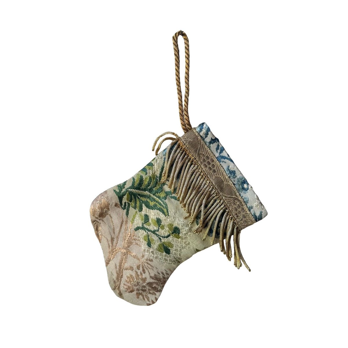Handmade Mini Stocking from Antique and Vintage Textiles Ornament B. Viz Design C 