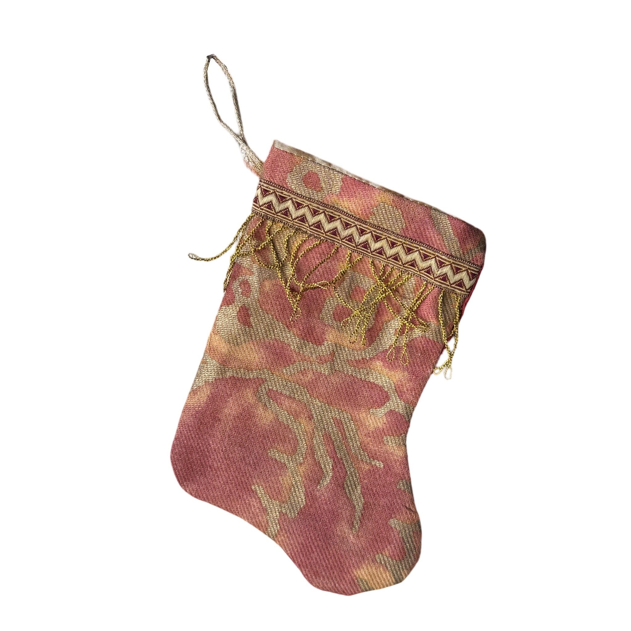 Handmade Mini Stocking from Antique and Vintage Textiles Ornament B. Viz Design C 