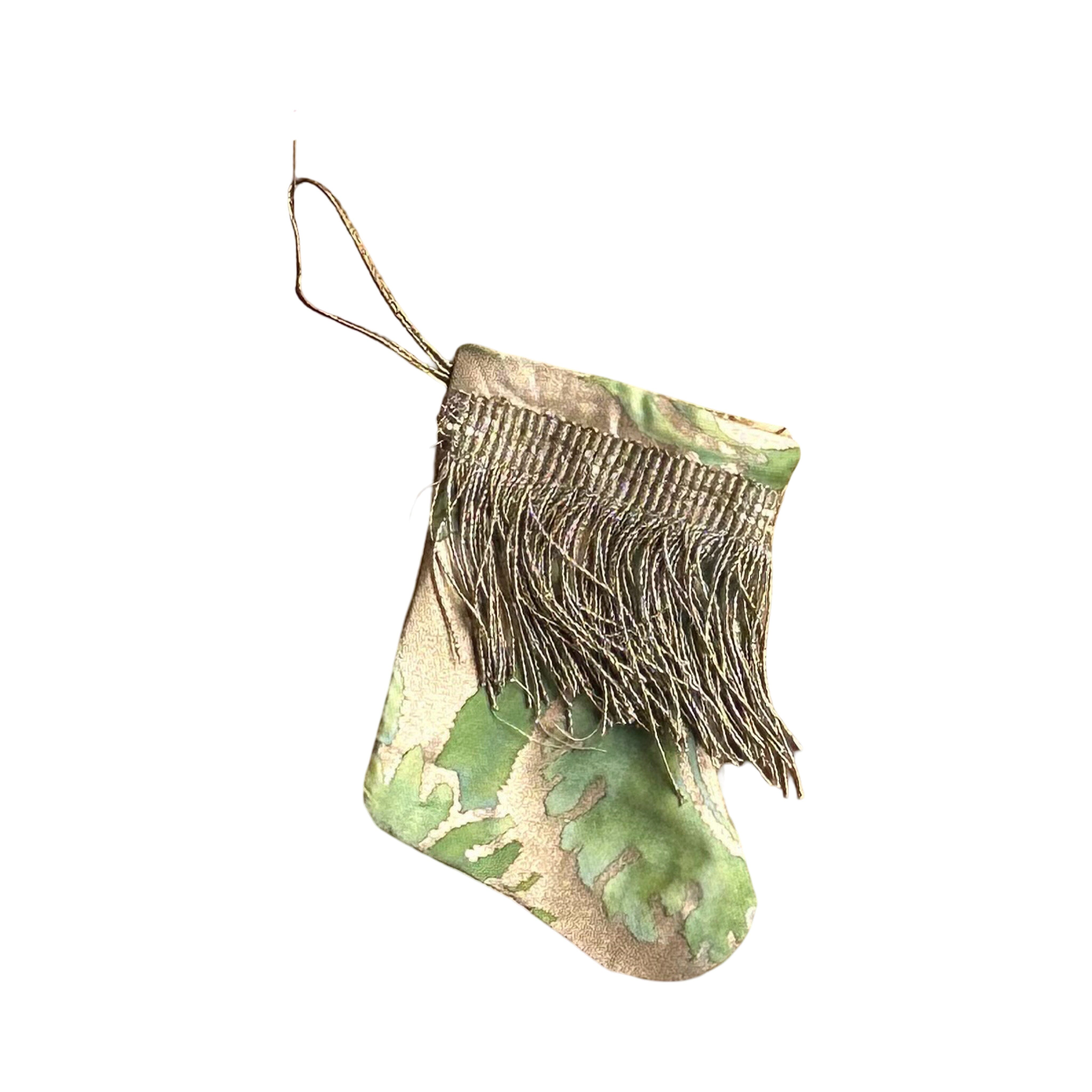 Handmade Mini Stocking from Antique and Vintage Textiles Ornament B. Viz Design D 