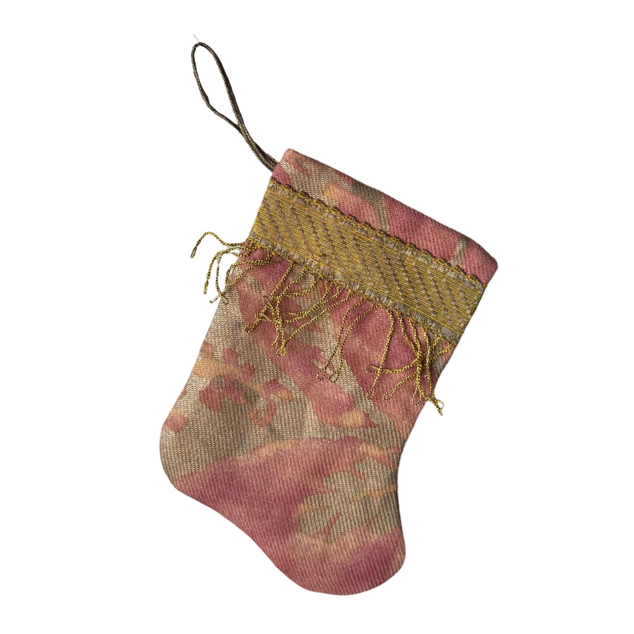 Handmade Mini Stocking from Antique and Vintage Textiles Ornament B. Viz Design D 
