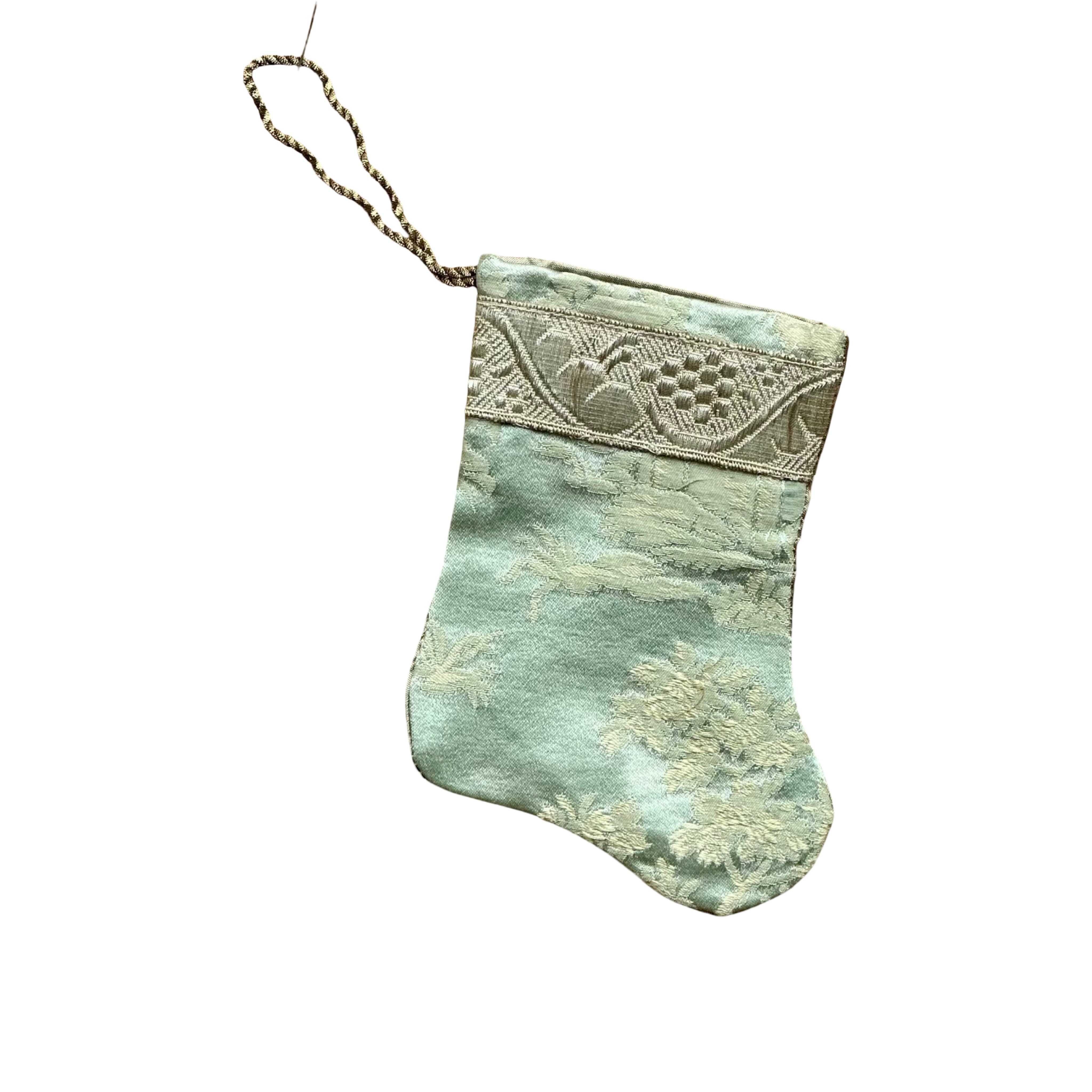 Handmade Mini Stocking from Antique and Vintage Textiles Ornament B. Viz Design D 