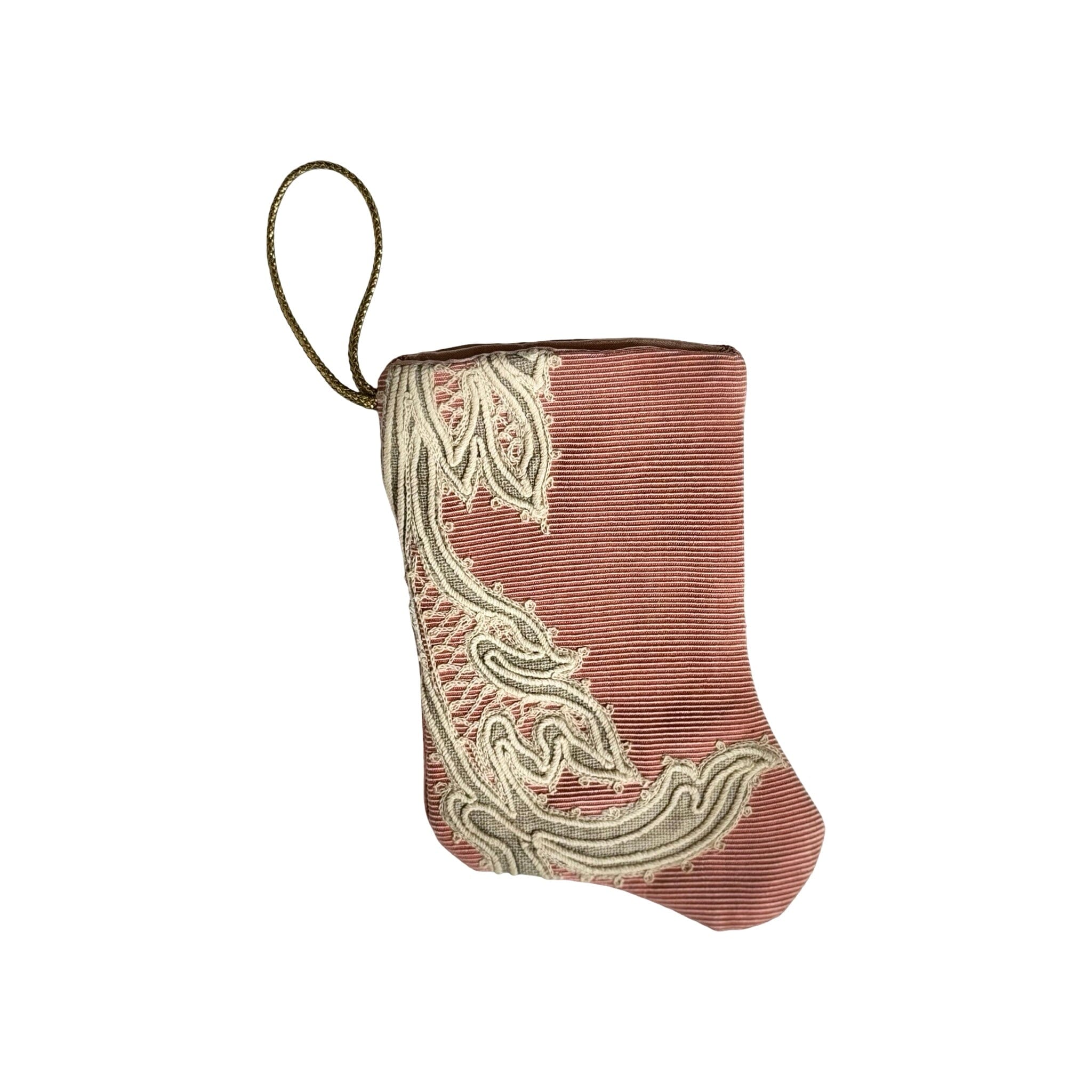 Handmade Mini Stocking from Antique and Vintage Textiles - Ornament B. Viz Design D 