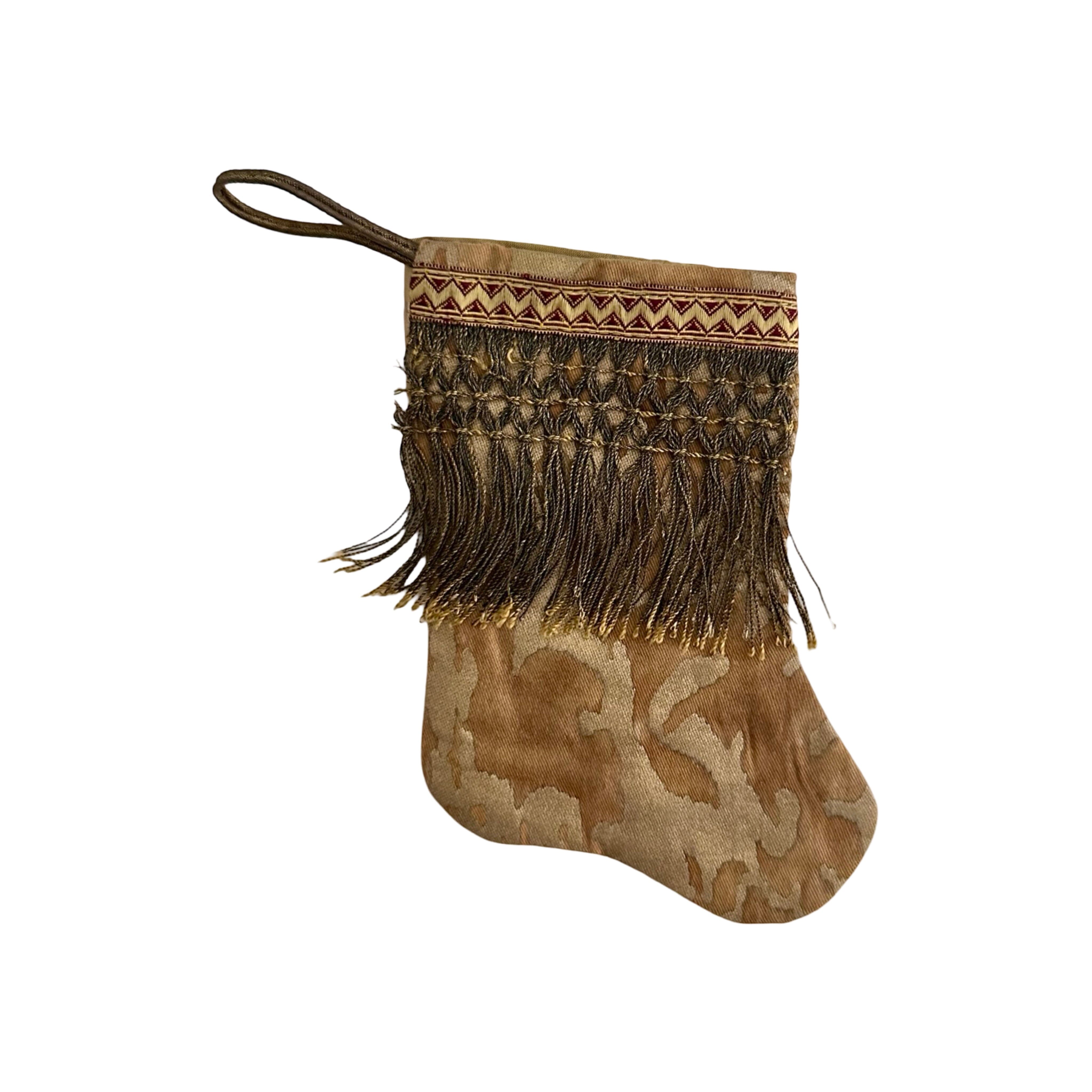 Handmade Mini Stocking from Antique and Vintage Textiles Ornament B. Viz Design D 