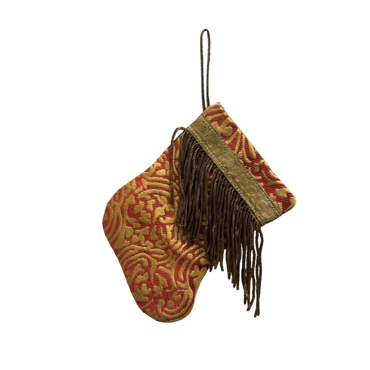Handmade Mini Stocking from Antique and Vintage Textiles Ornament B. Viz Design D 