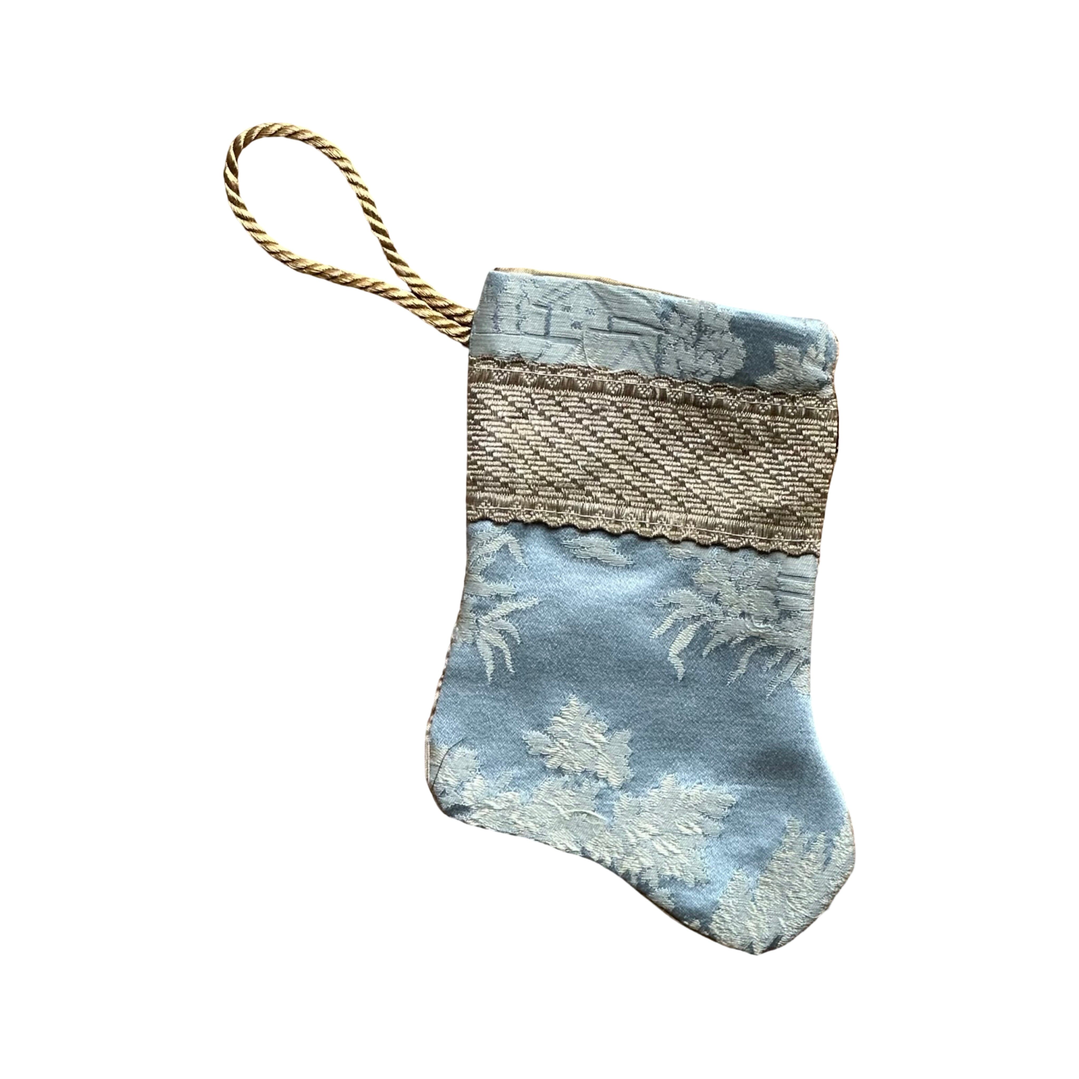 Handmade Mini Stocking from Antique and Vintage Textiles Ornament B. Viz Design D 