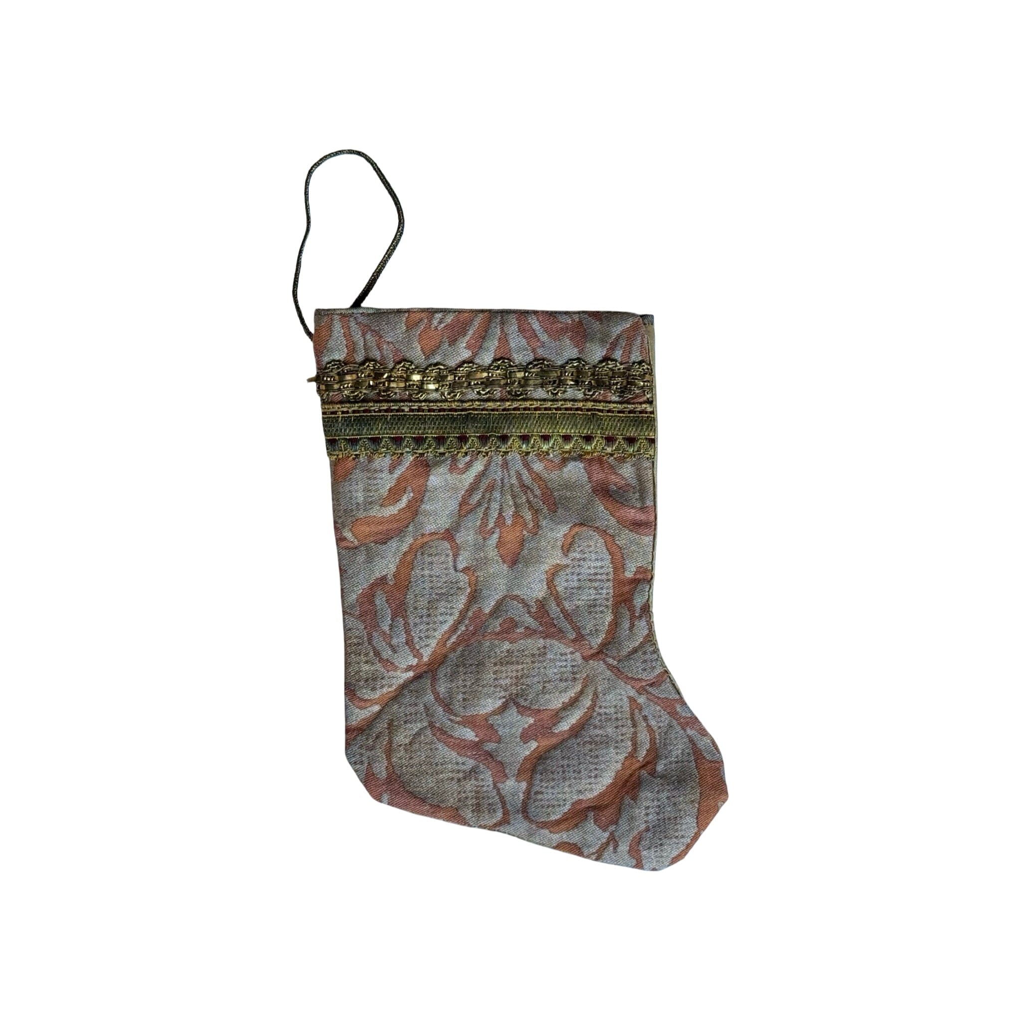 Handmade Mini Stocking from Antique and Vintage Textiles - Ornament B. Viz Design D 