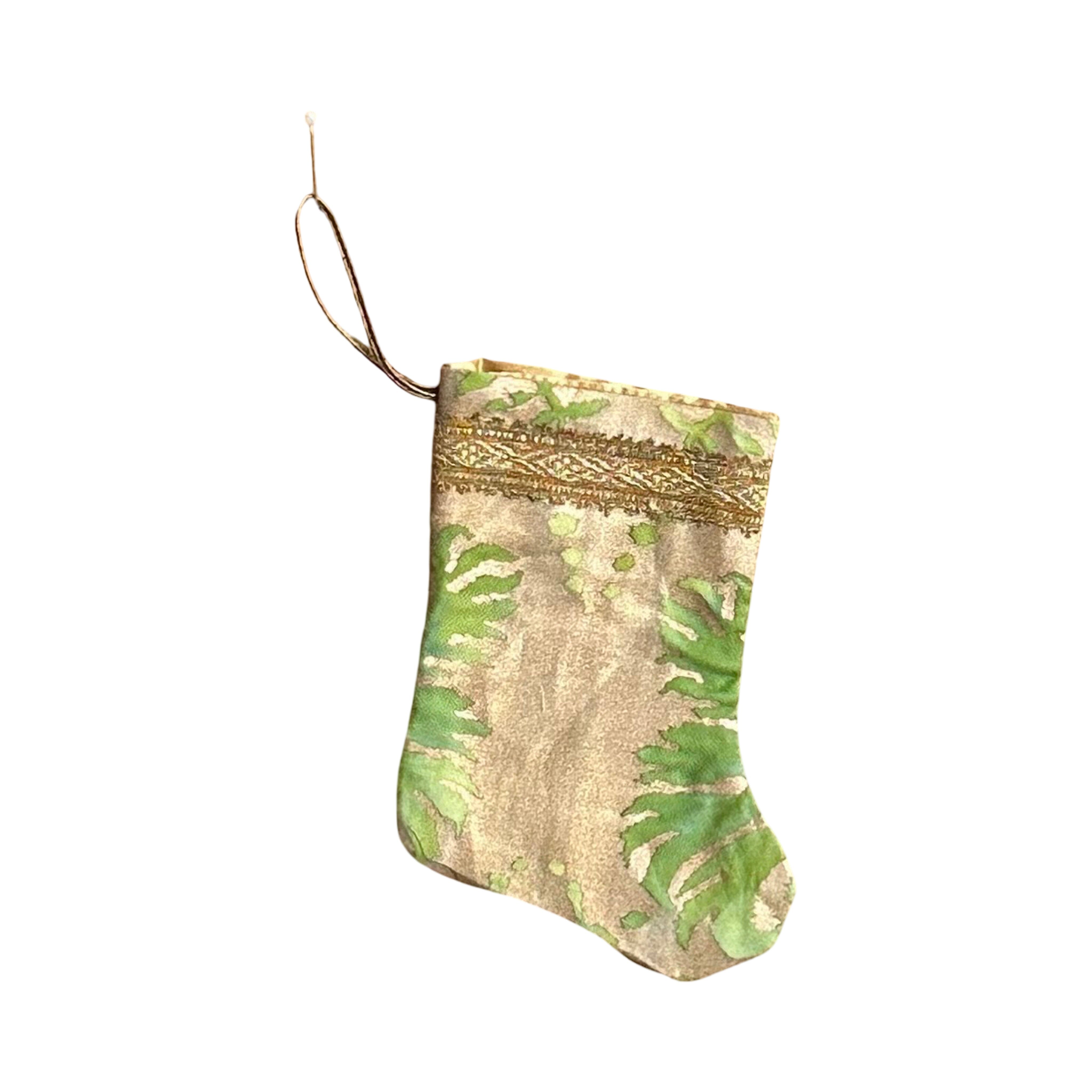 Handmade Mini Stocking from Antique and Vintage Textiles Ornament B. Viz Design E 