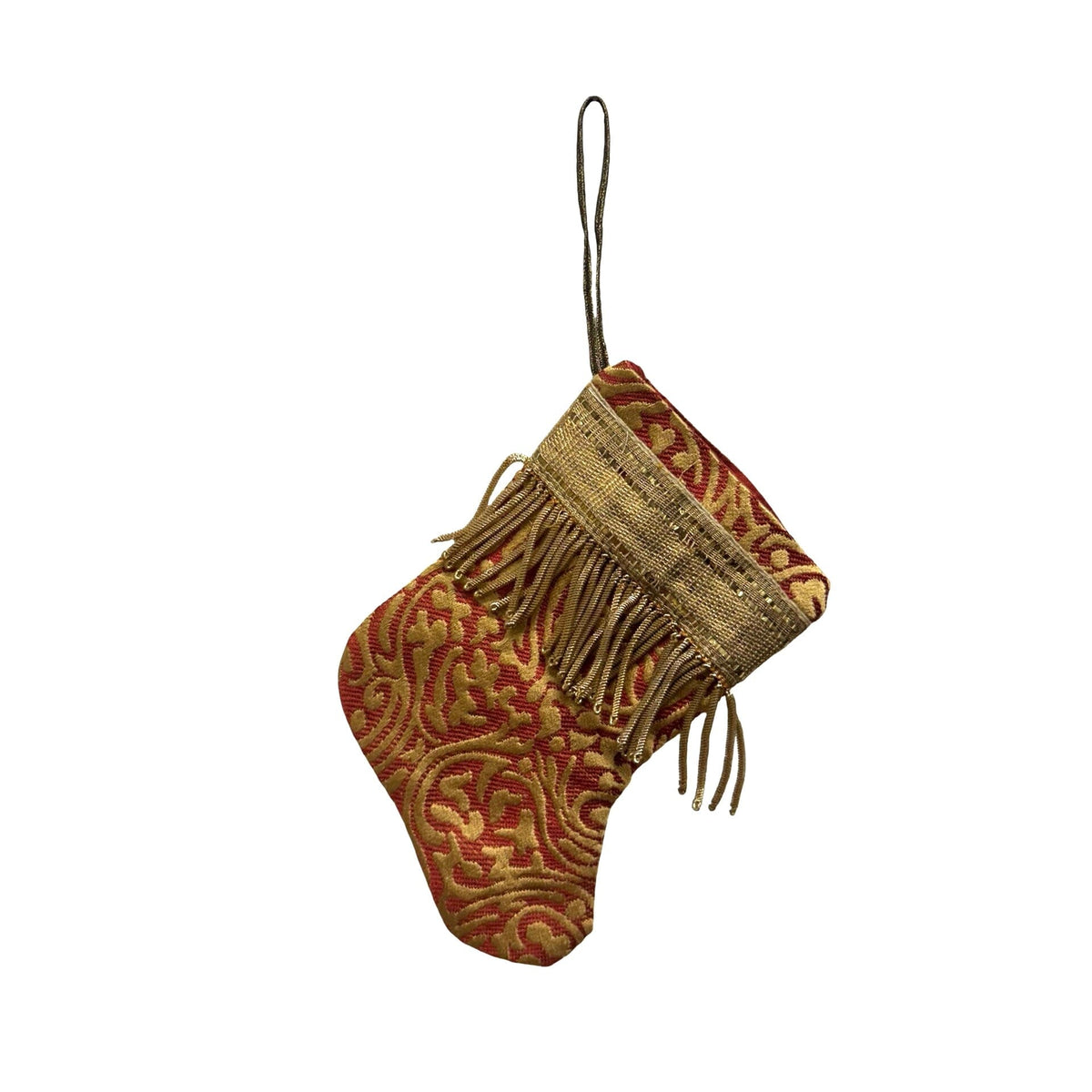 Handmade Mini Stocking from Antique and Vintage Textiles Ornament B. Viz Design E 