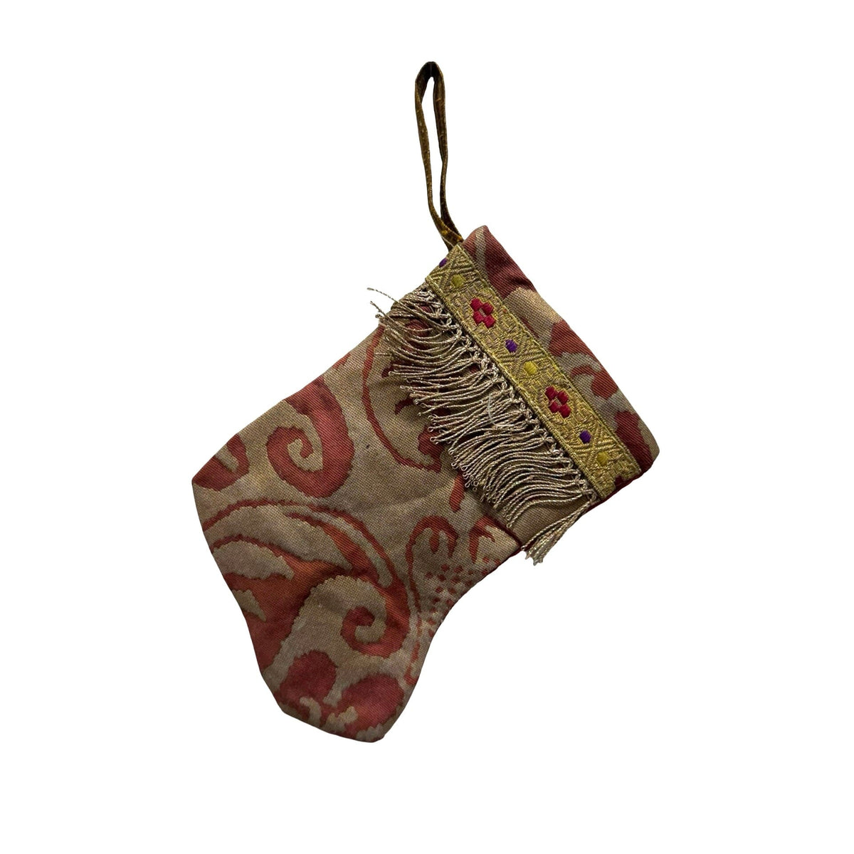 Handmade Mini Stocking from Antique and Vintage Textiles Ornament B. Viz Design E 