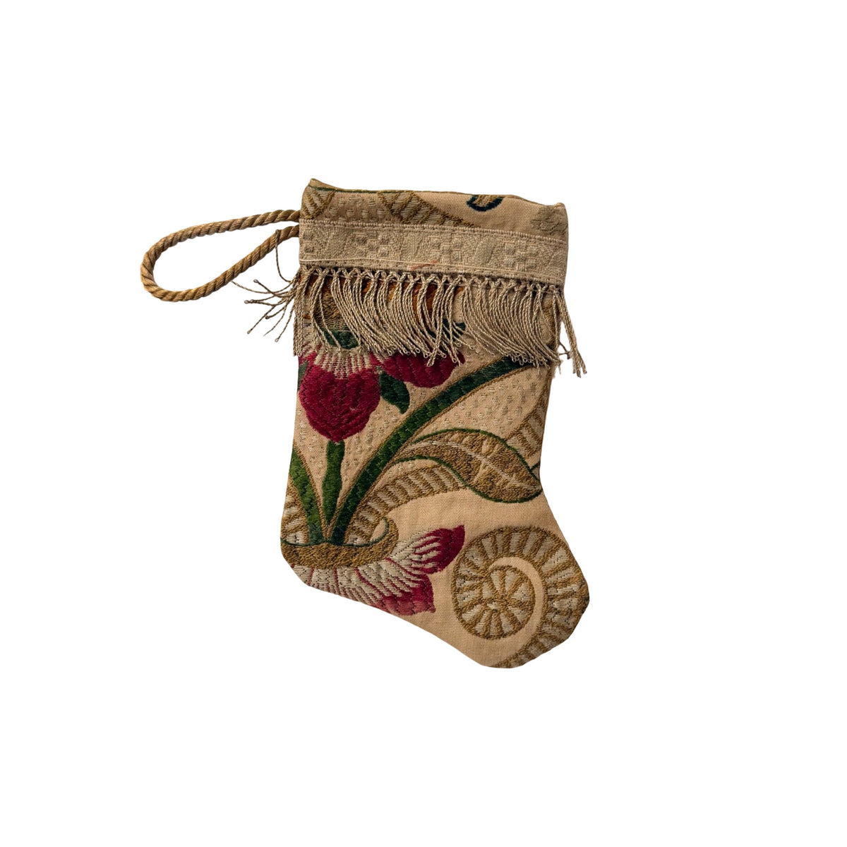 Handmade Mini Stocking from Antique and Vintage Textiles Ornament B. Viz Design E 