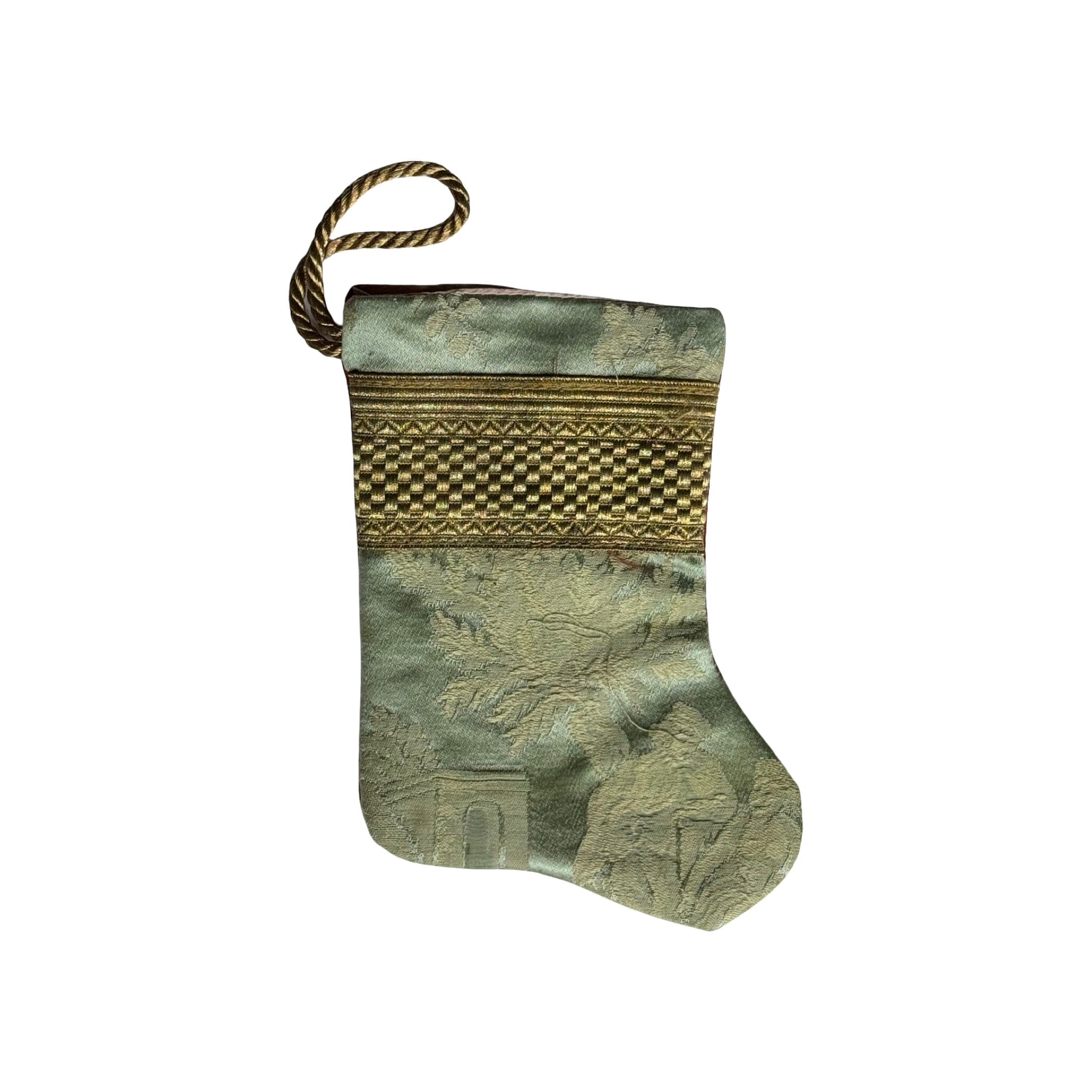 Handmade Mini Stocking from Antique and Vintage Textiles - Ornament B. Viz Design E 