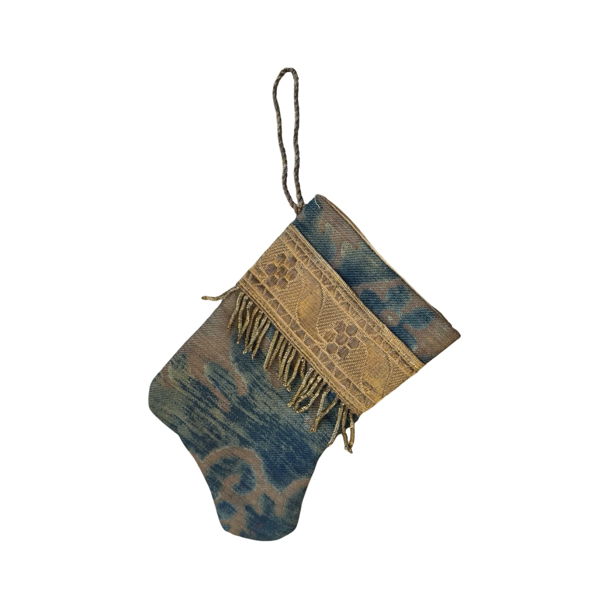 Handmade Mini Stocking from Antique and Vintage Textiles Ornament B. Viz Design E 