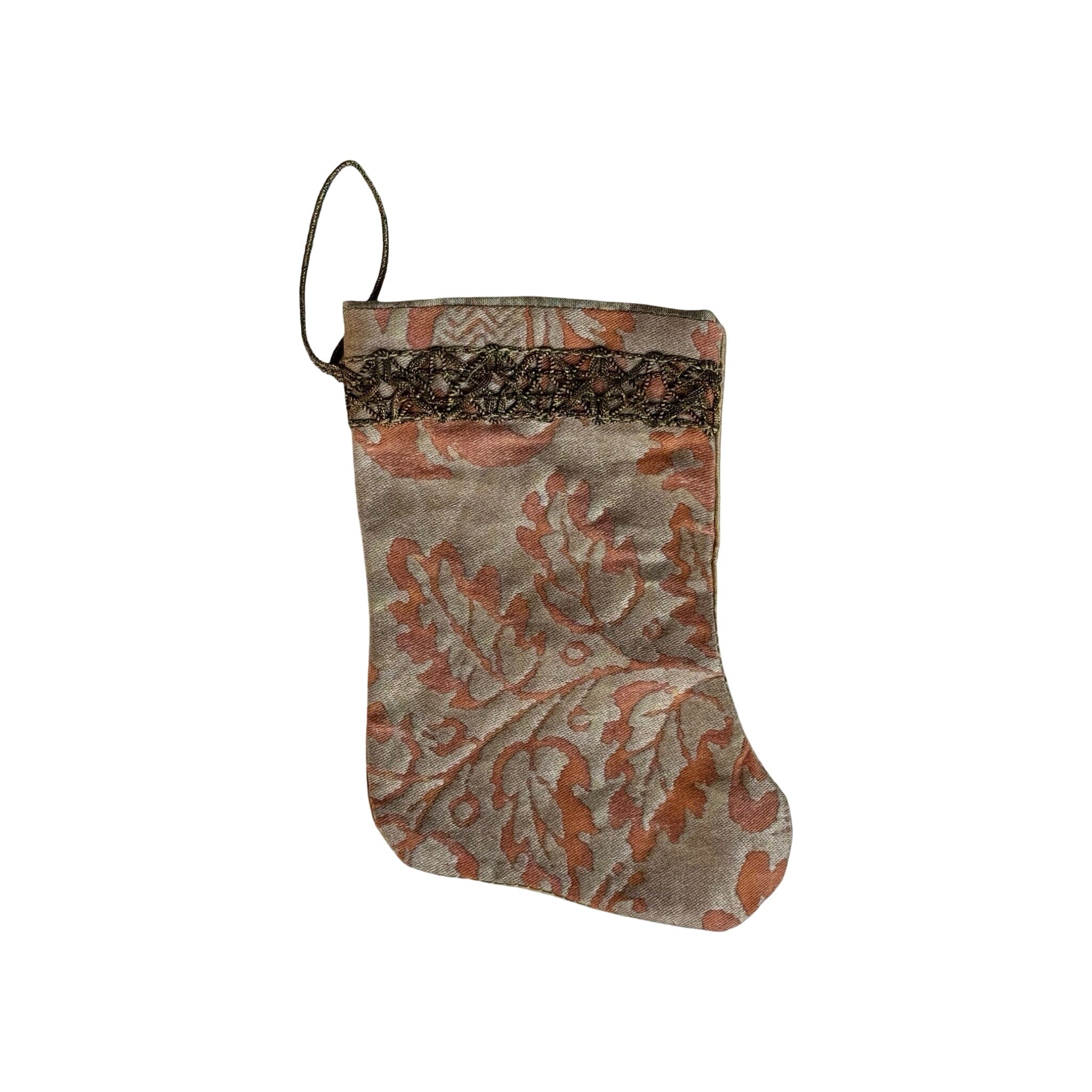 Handmade Mini Stocking from Antique and Vintage Textiles - Ornament B. Viz Design E 