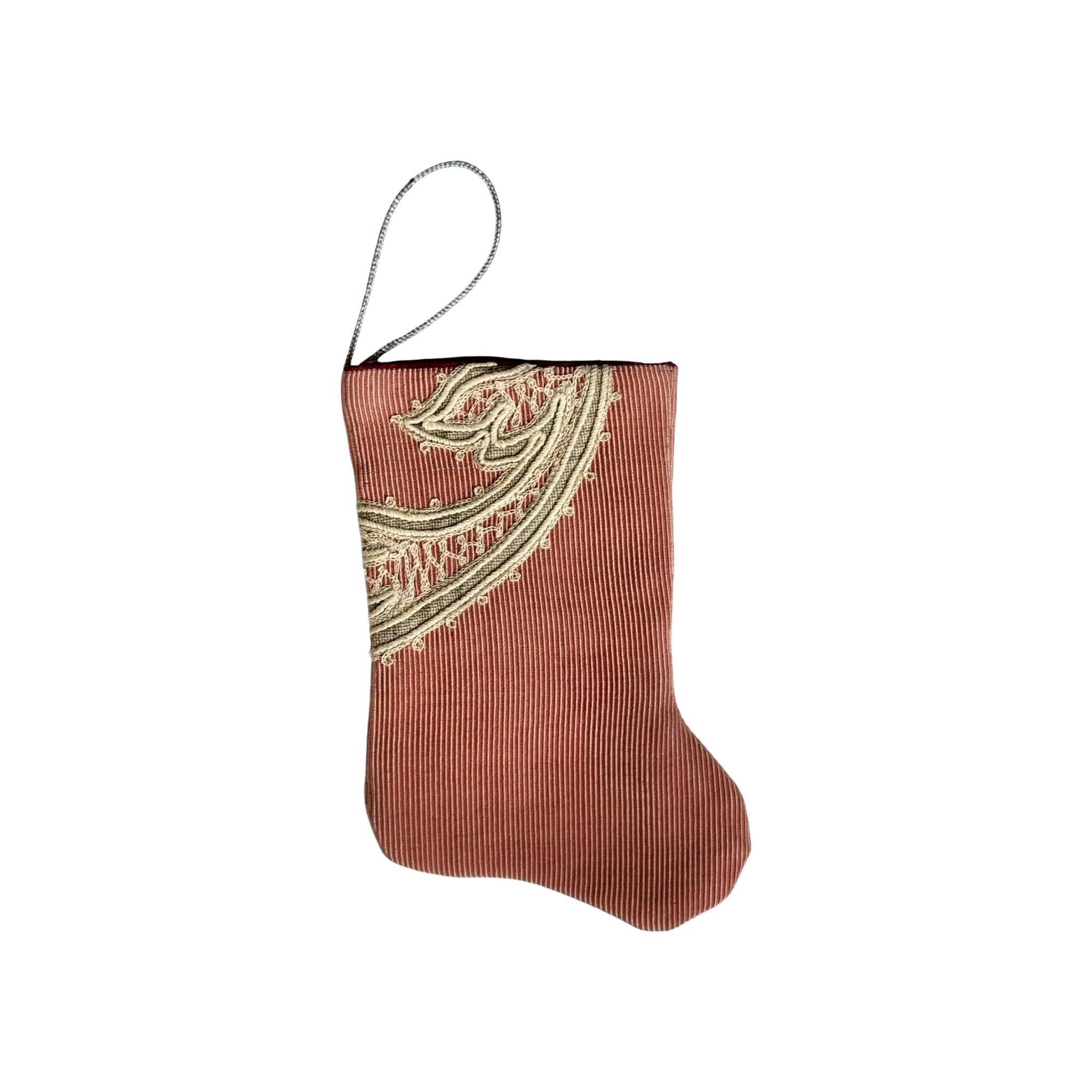 Handmade Mini Stocking from Antique and Vintage Textiles - Ornament B. Viz Design E 