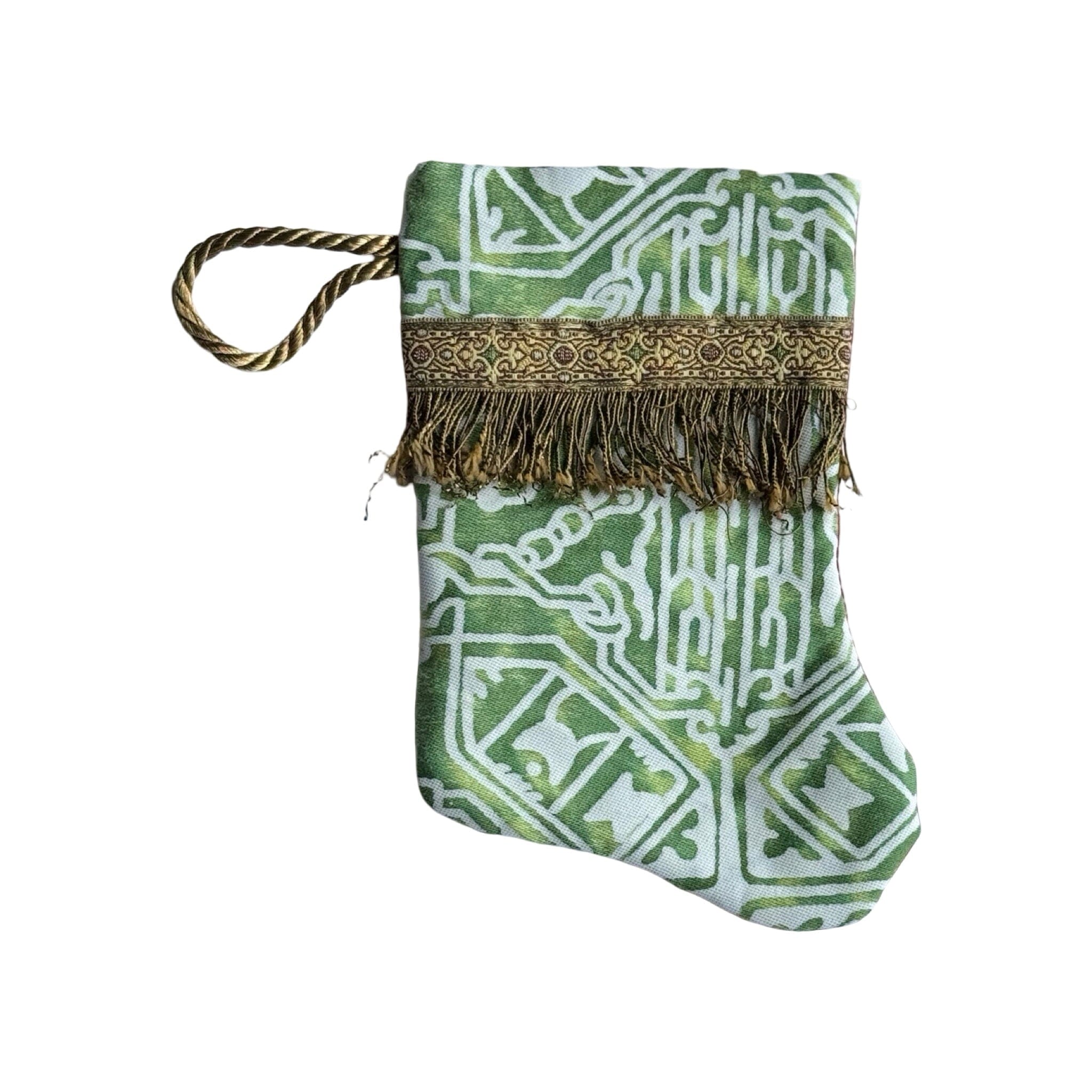 Handmade Mini Stocking from Antique and Vintage Textiles - Ornament B. Viz Design E 