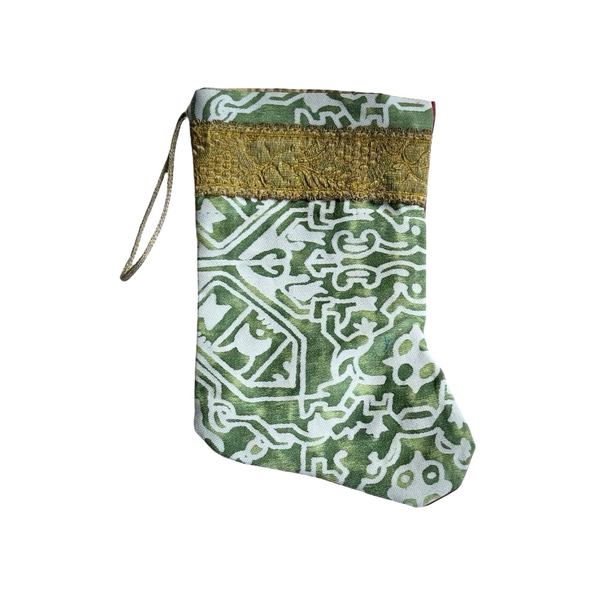 Handmade Mini Stocking from Antique and Vintage Textiles - Ornament B. Viz Design F 