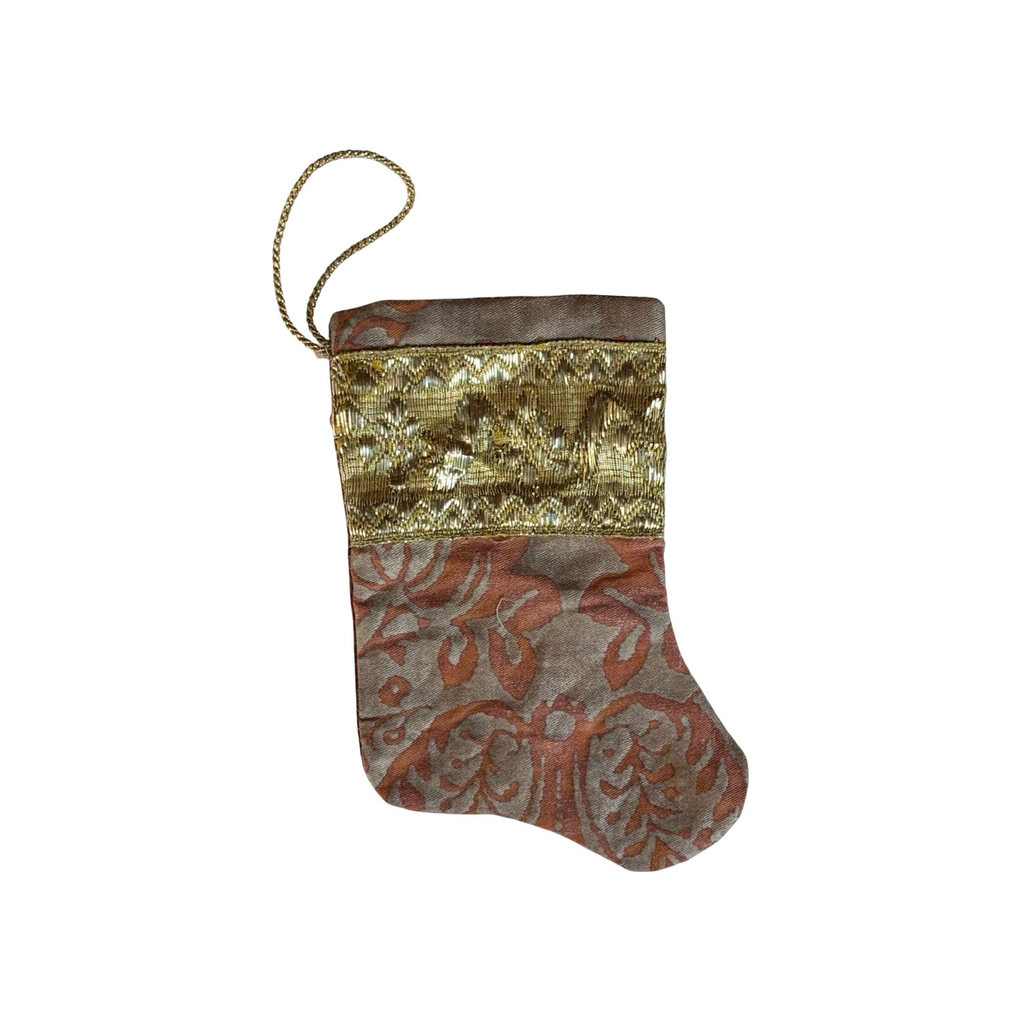 Handmade Mini Stocking from Antique and Vintage Textiles - Ornament B. Viz Design F 