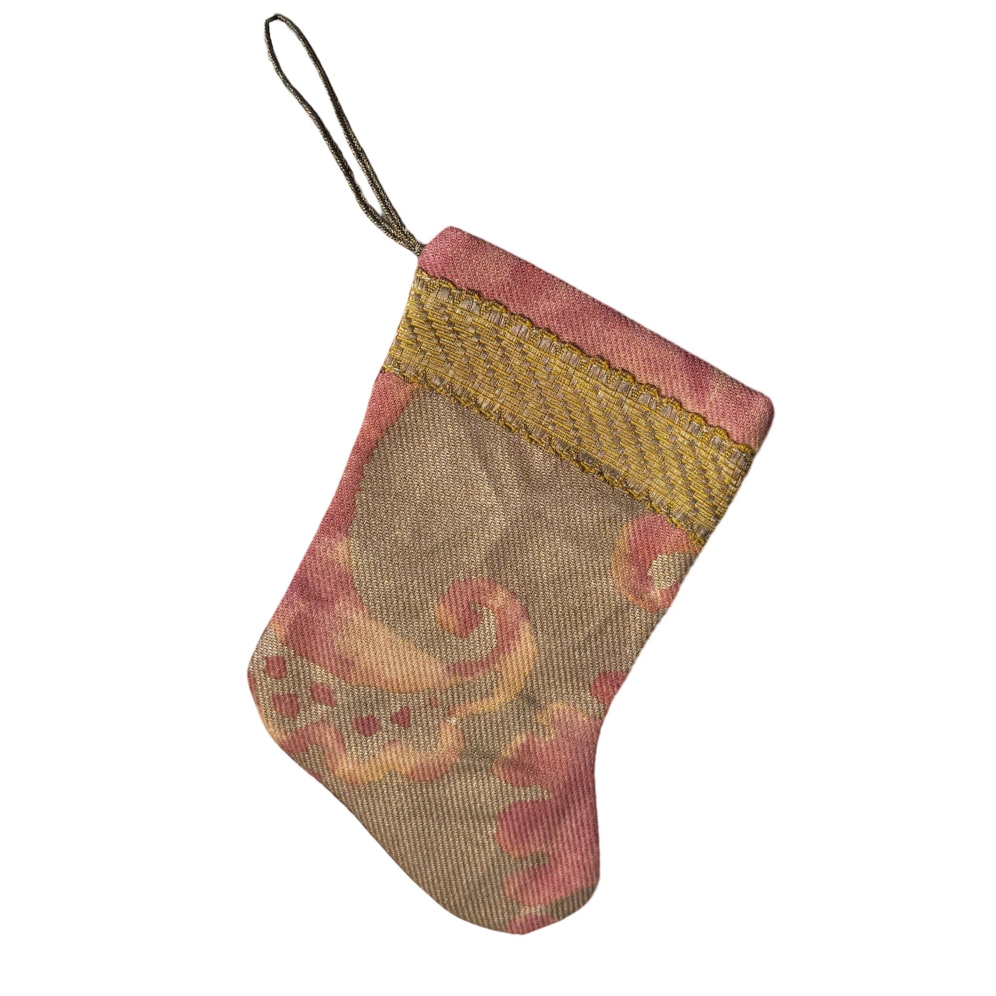 Handmade Mini Stocking from Antique and Vintage Textiles Ornament B. Viz Design F 
