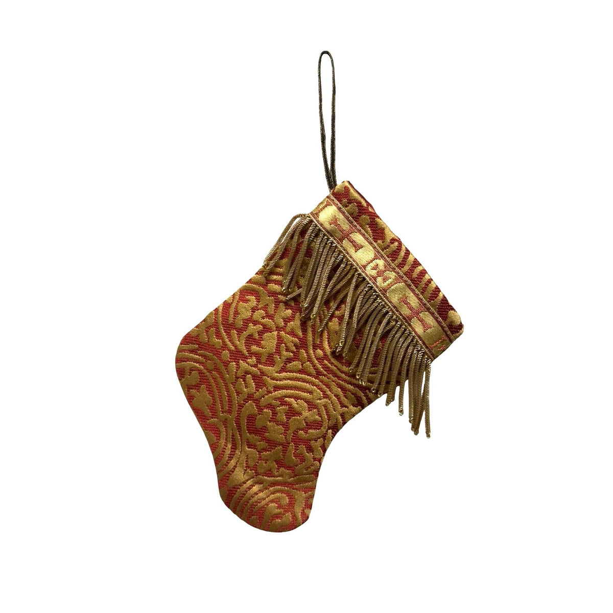 Handmade Mini Stocking from Antique and Vintage Textiles Ornament B. Viz Design F 