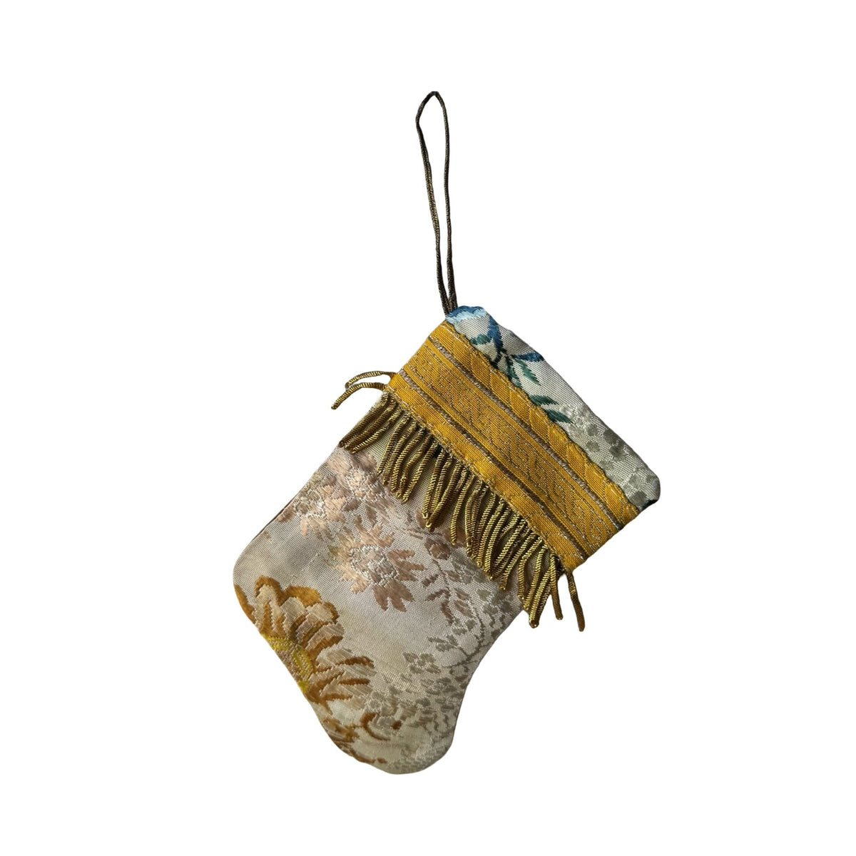 Handmade Mini Stocking from Antique and Vintage Textiles Ornament B. Viz Design G 