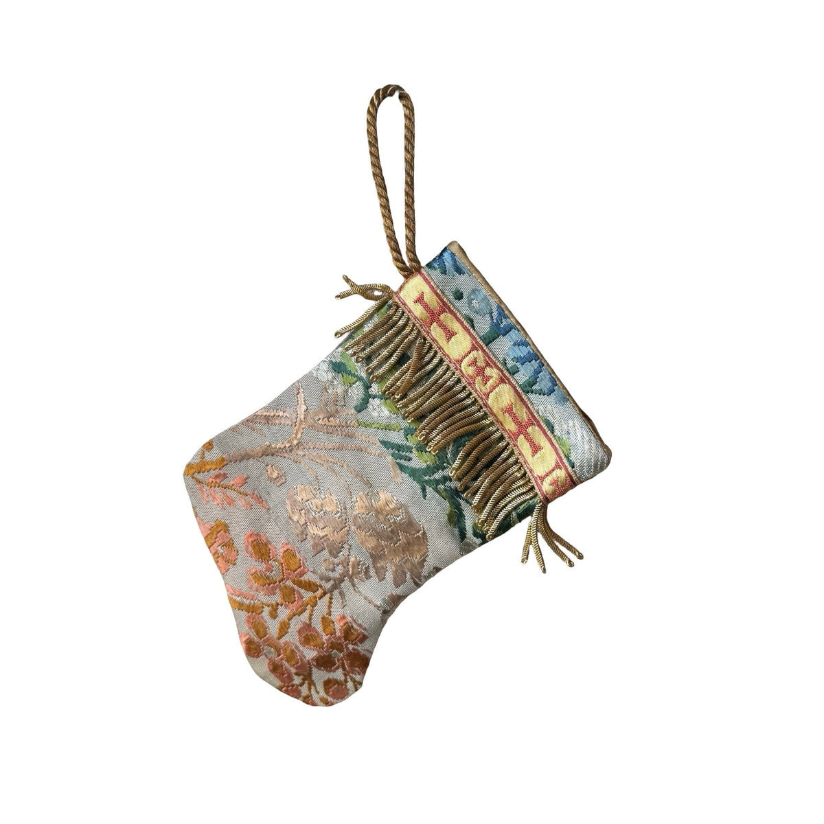 Handmade Mini Stocking from Antique and Vintage Textiles Ornament B. Viz Design H 
