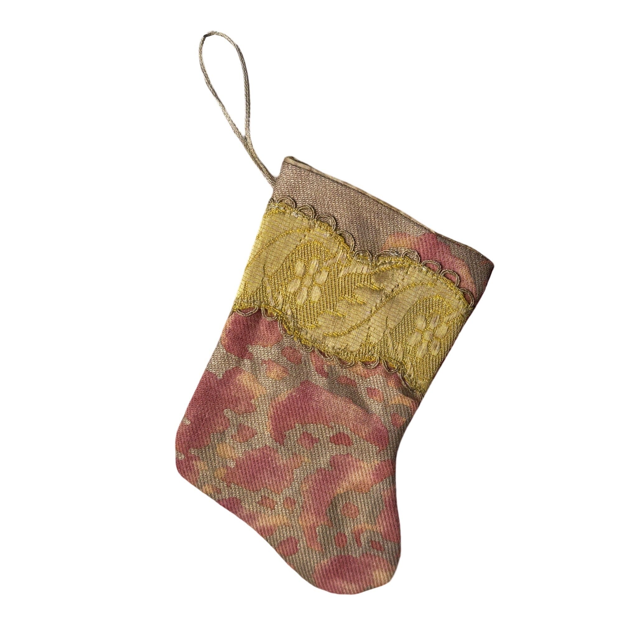 Handmade Mini Stocking from Antique and Vintage Textiles Ornament B. Viz Design H 