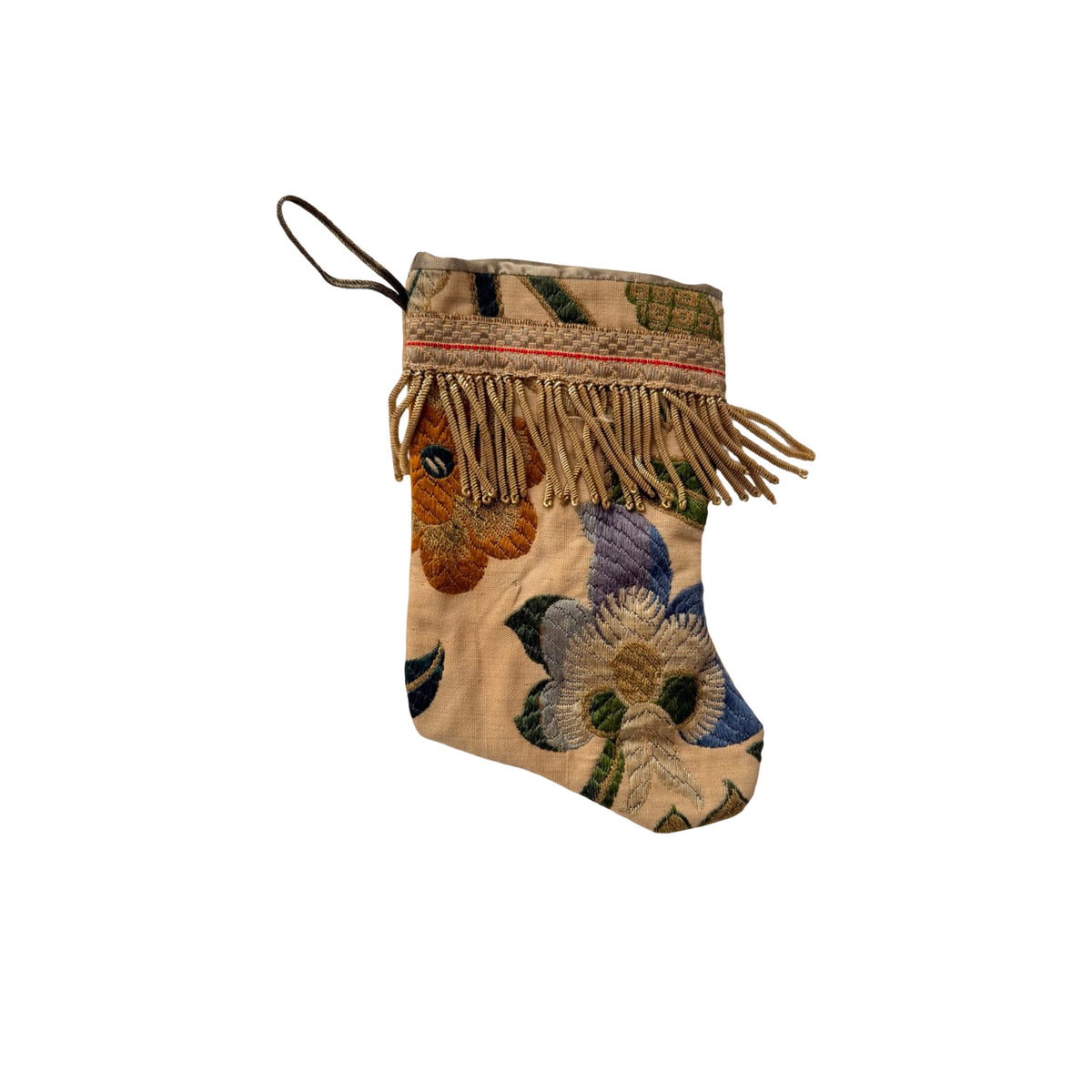 Handmade Mini Stocking from Antique and Vintage Textiles Ornament B. Viz Design H 