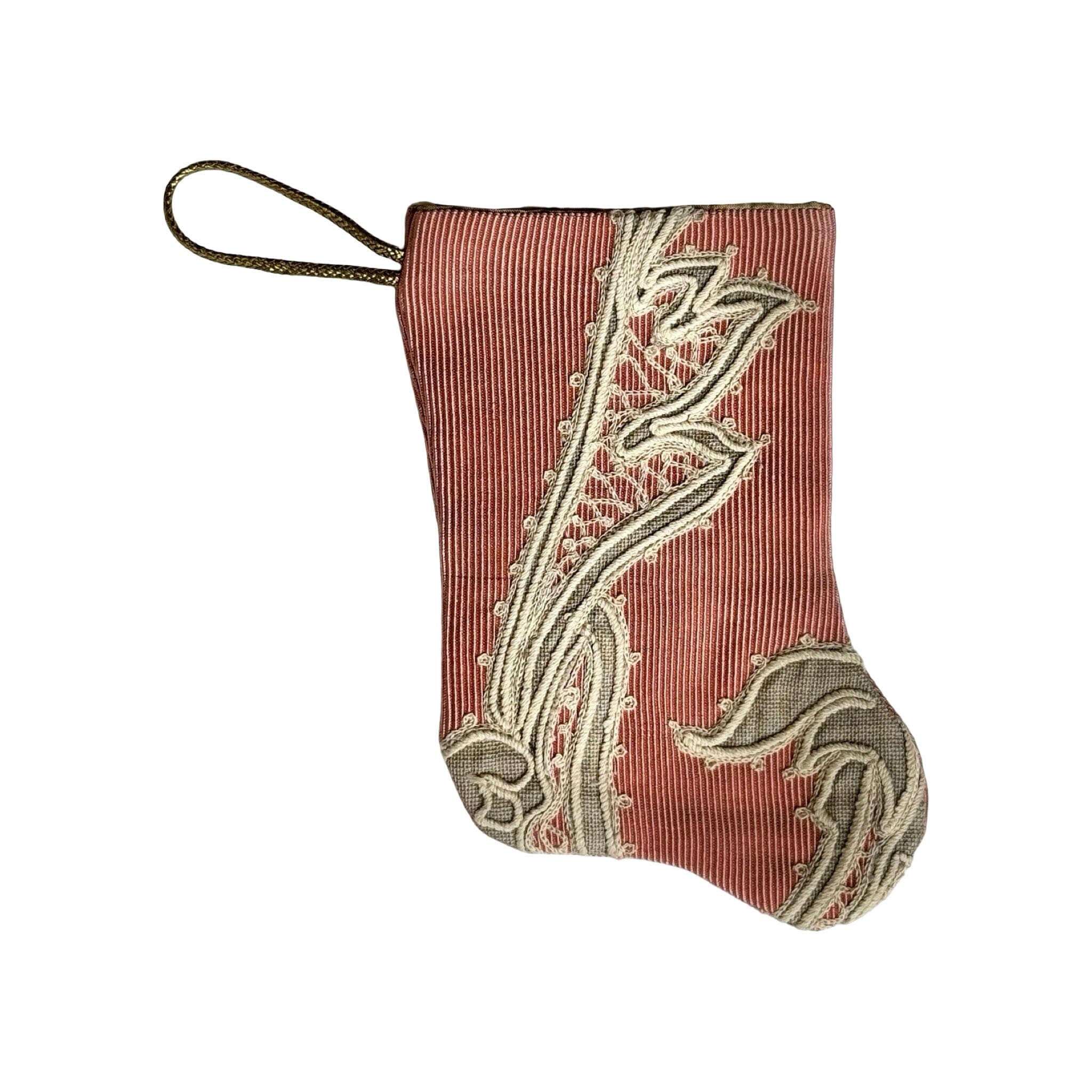 Handmade Mini Stocking from Antique and Vintage Textiles - Ornament B. Viz Design H 