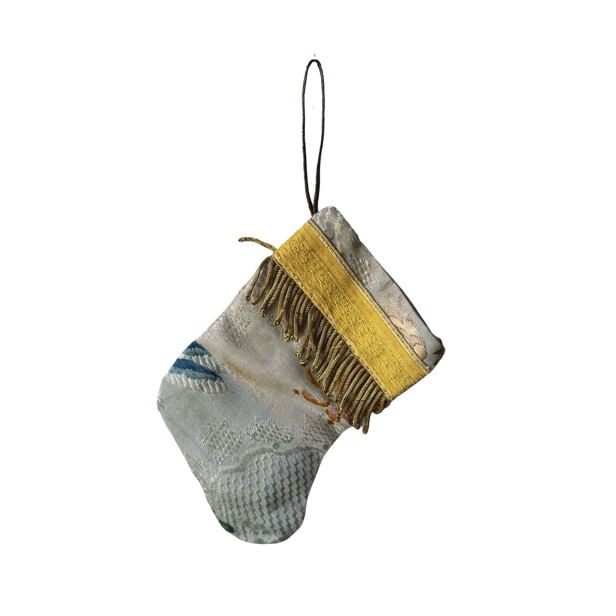 Handmade Mini Stocking from Antique and Vintage Textiles Ornament B. Viz Design HH 