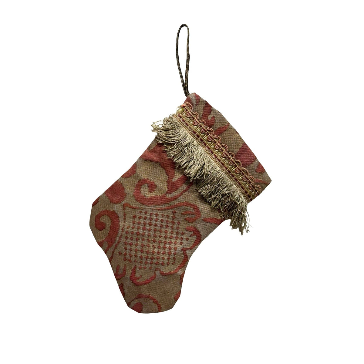 Handmade Mini Stocking from Antique and Vintage Textiles Ornament B. Viz Design J 