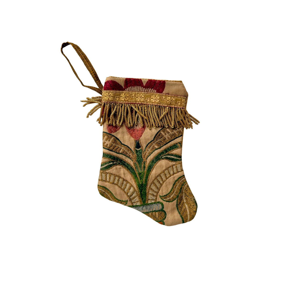 Handmade Mini Stocking from Antique and Vintage Textiles Ornament B. Viz Design J 