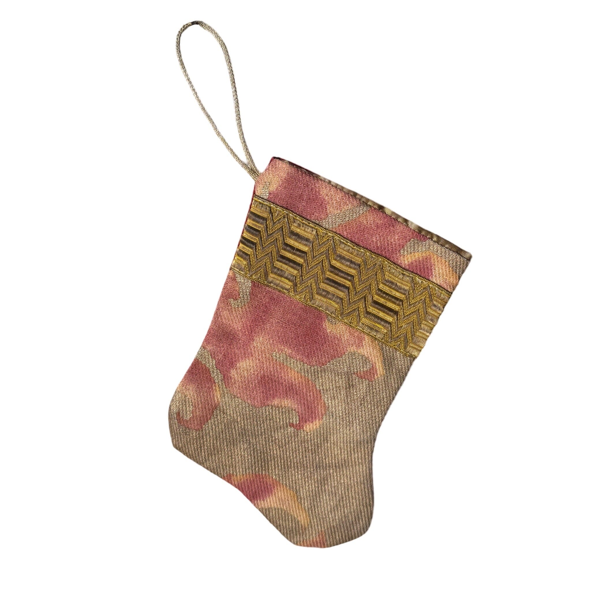 Handmade Mini Stocking from Antique and Vintage Textiles Ornament B. Viz Design J 