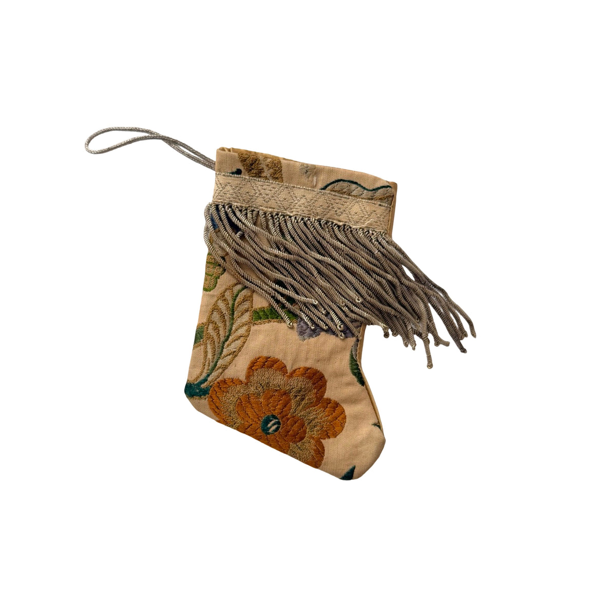 Handmade Mini Stocking from Antique and Vintage Textiles Ornament B. Viz Design K 