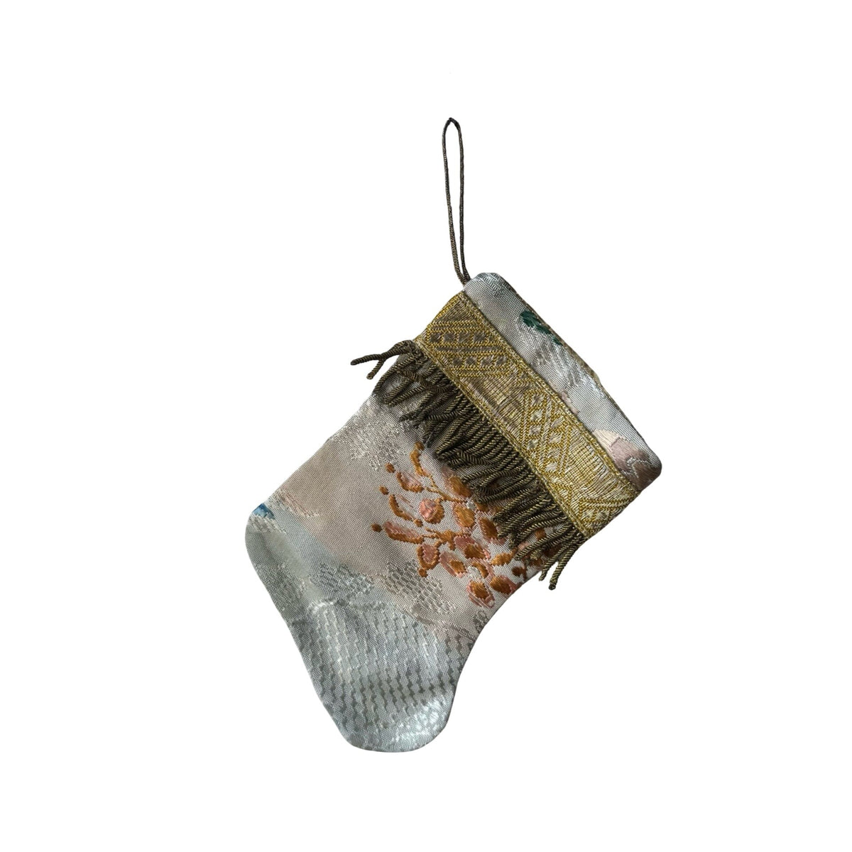 Handmade Mini Stocking from Antique and Vintage Textiles Ornament B. Viz Design KK 