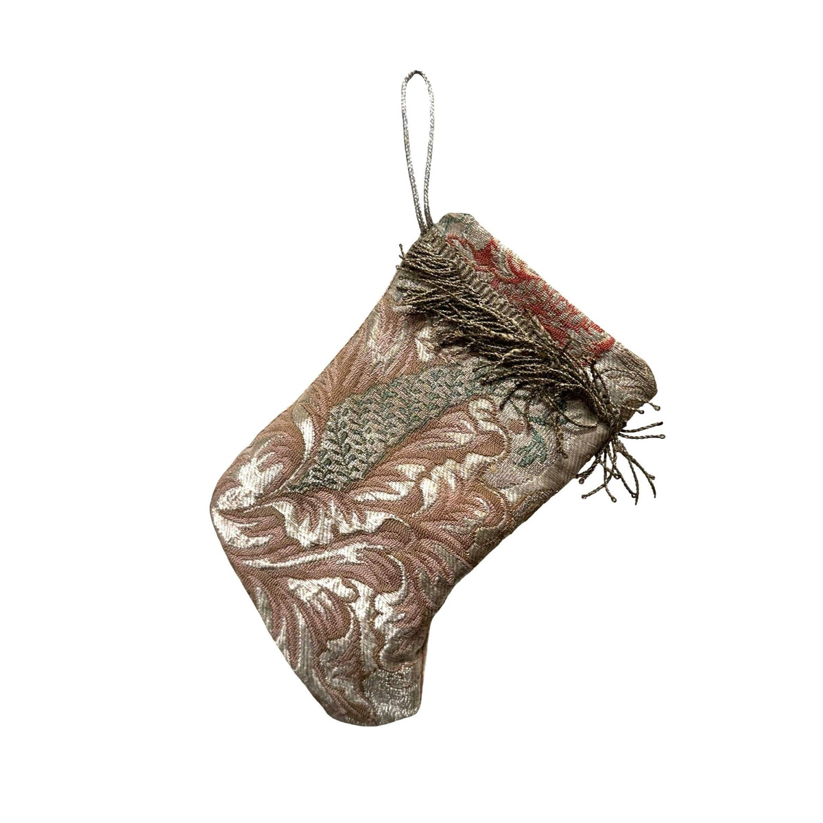 Handmade Mini Stocking from Antique and Vintage Textiles Ornament B. Viz Design L 